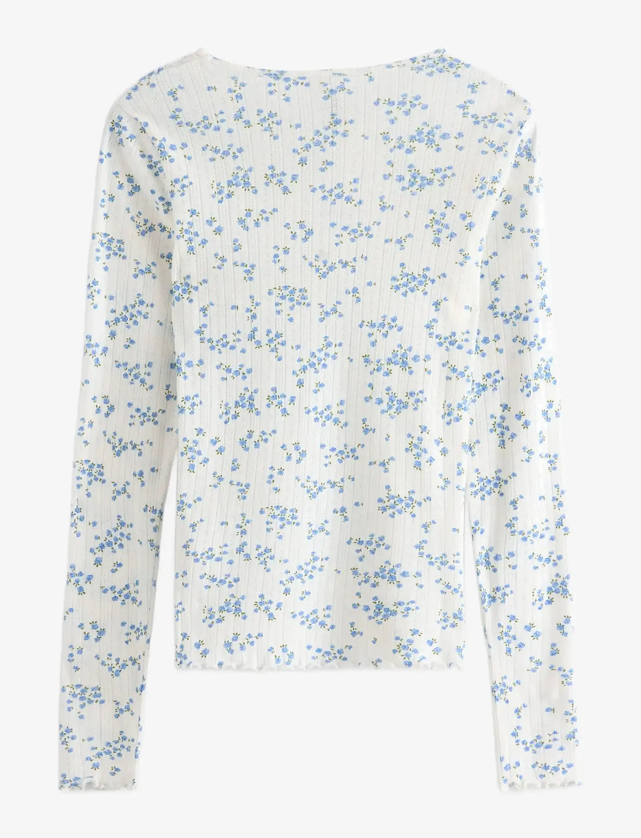 Lindex - Top pointelle with lettuce edg - oberteile - blue - 2