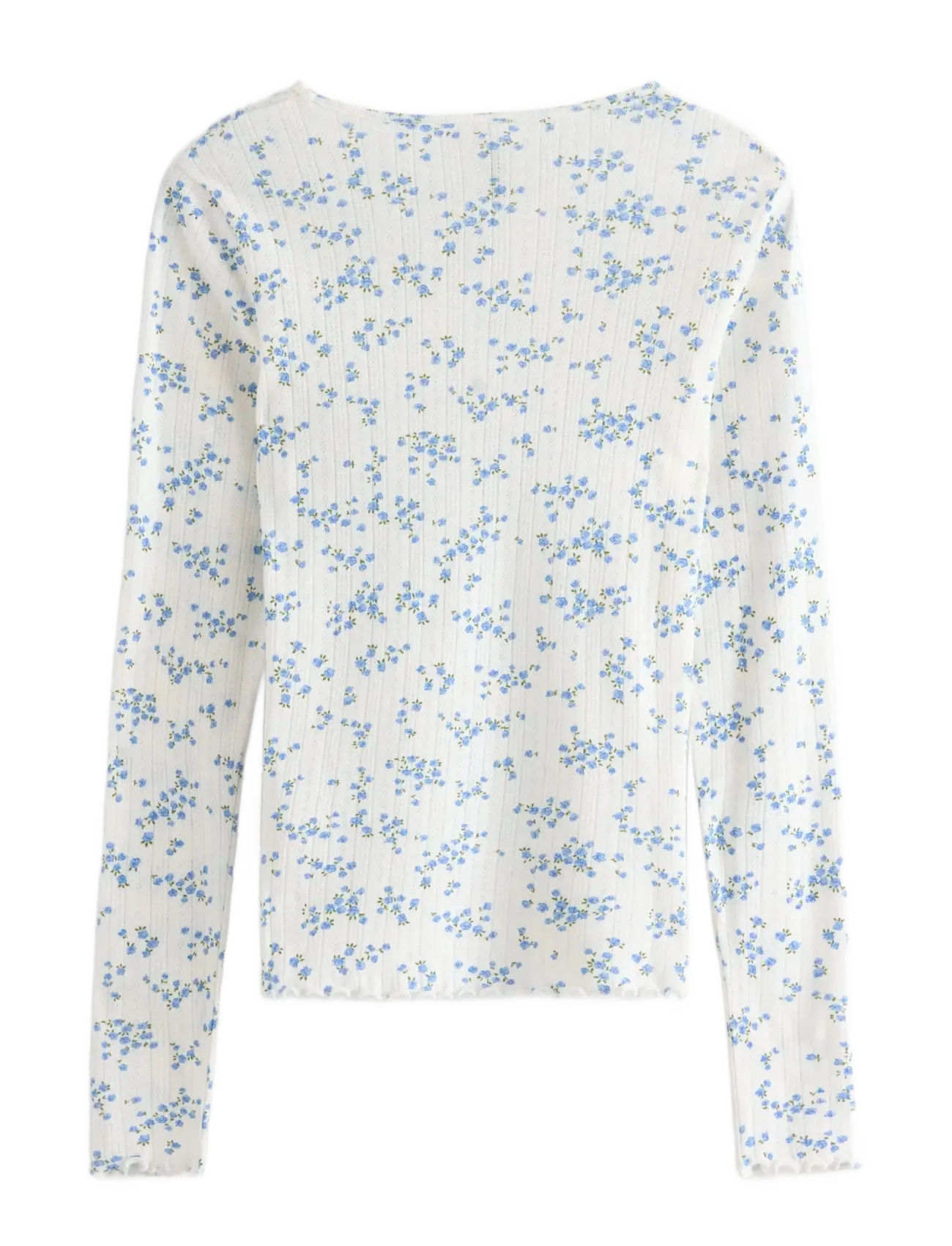 Lindex - Top pointelle with lettuce edg - oberteile - blue - 2