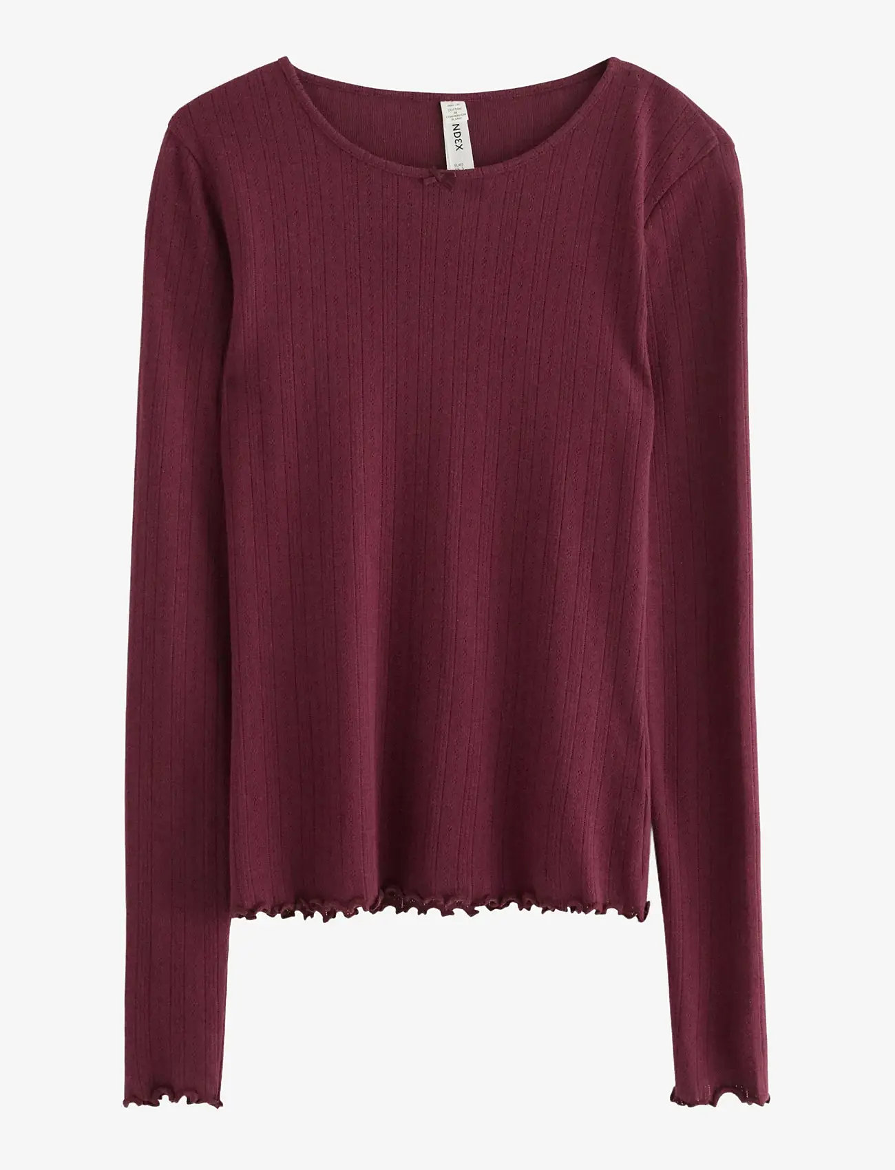 Lindex - Pyjama top in pointelle - overdele - dark dusty red - 1