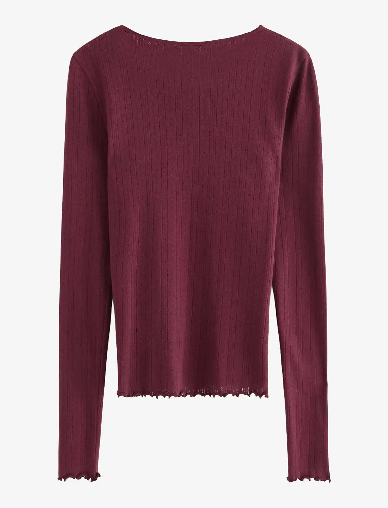 Lindex - Pyjama top in pointelle - overdele - dark dusty red - 2