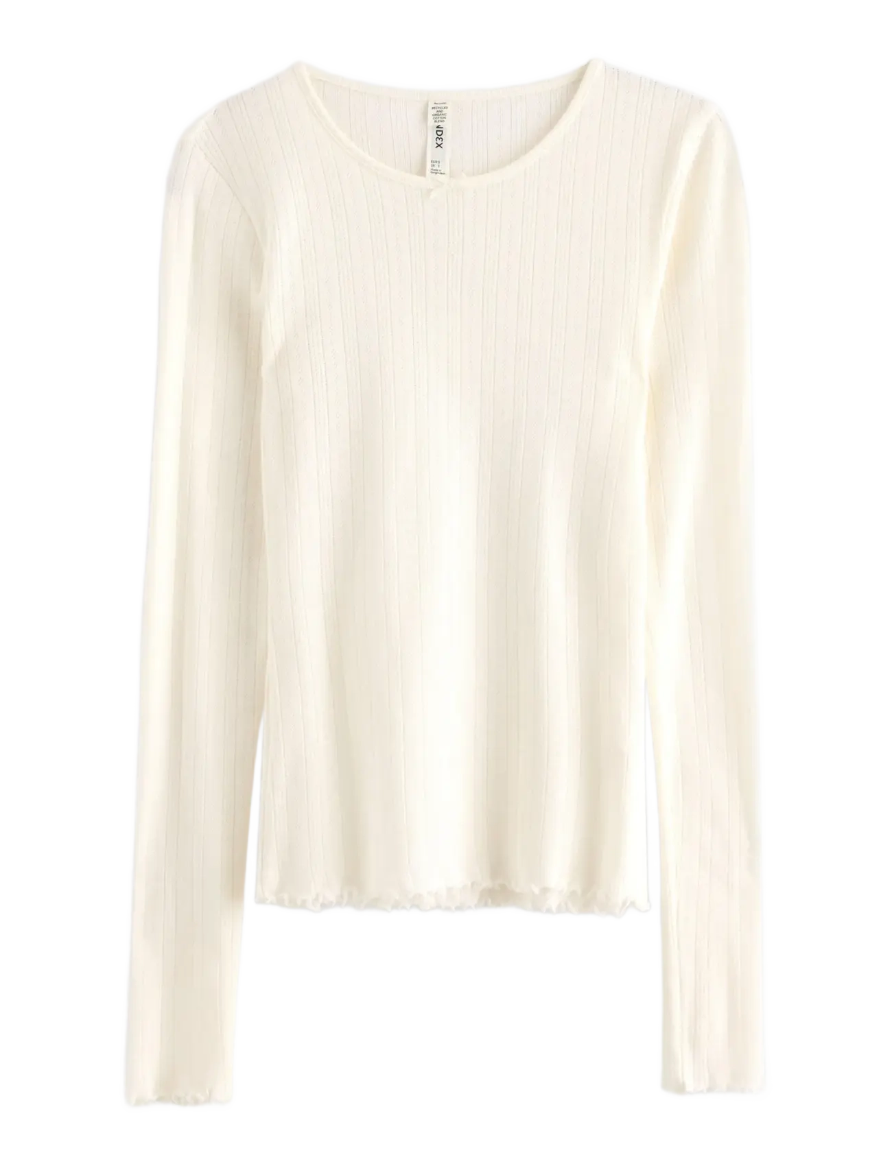 Lindex Top pointelle with lettuce edg - Nattøj & Loungewear - WHITE / cream
