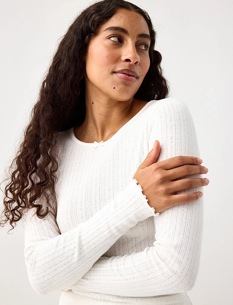 Lindex - Pyjama top in pointelle - Överdelar - white - 4