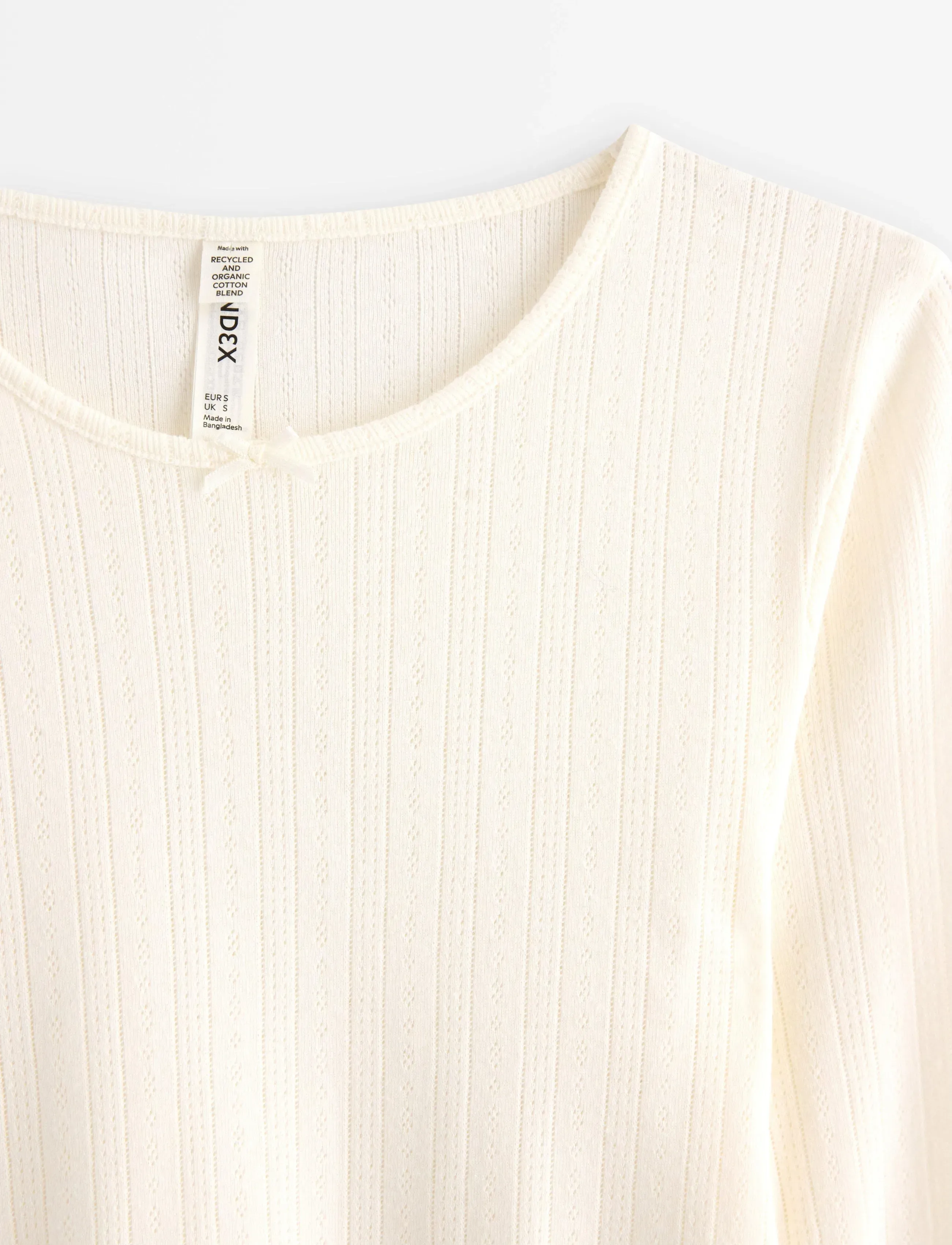 Lindex - Top pointelle with lettuce edg - yläosat - white - 5