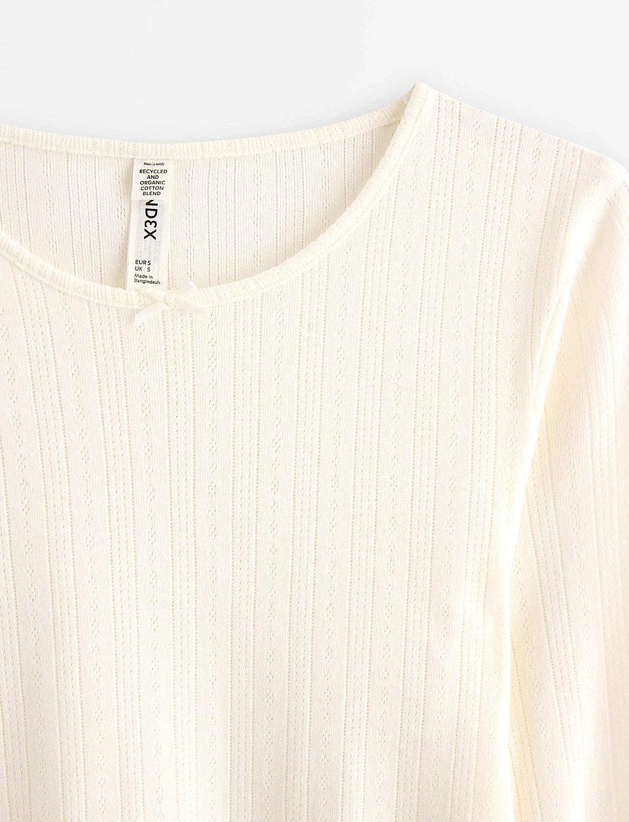 Lindex - Top pointelle with lettuce edg - hauts - white - 5
