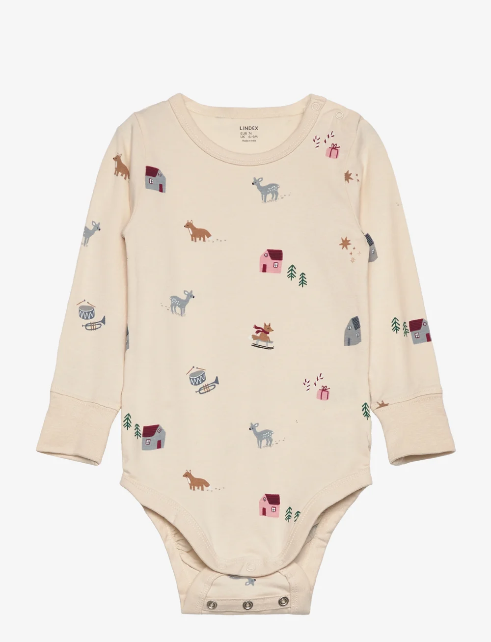 Lindex - Body Christmas houses - långärmade bodies - light beige - 0