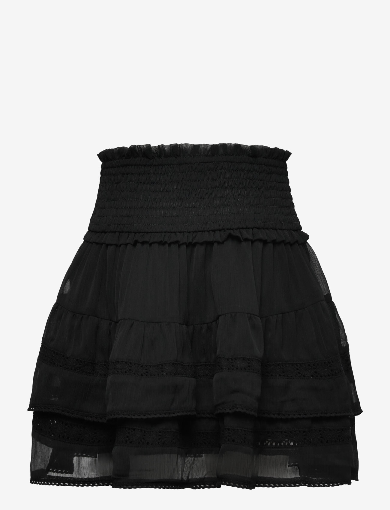 Lindex - Skirt flounce with lace - korta kjolar - black - 2