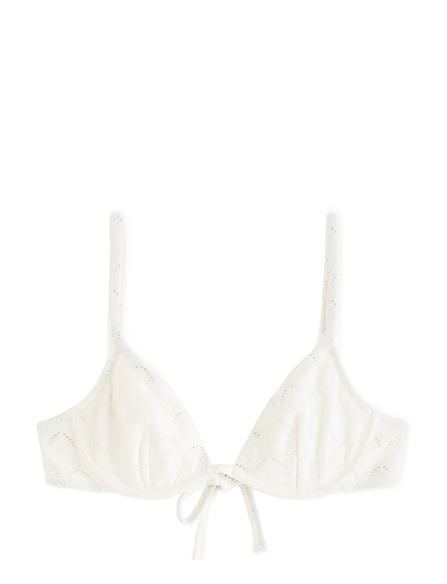 Lindex - Unpadded bikini bra with embroidery - tugikaartega bikiinirinnahoidjad - light white - 1