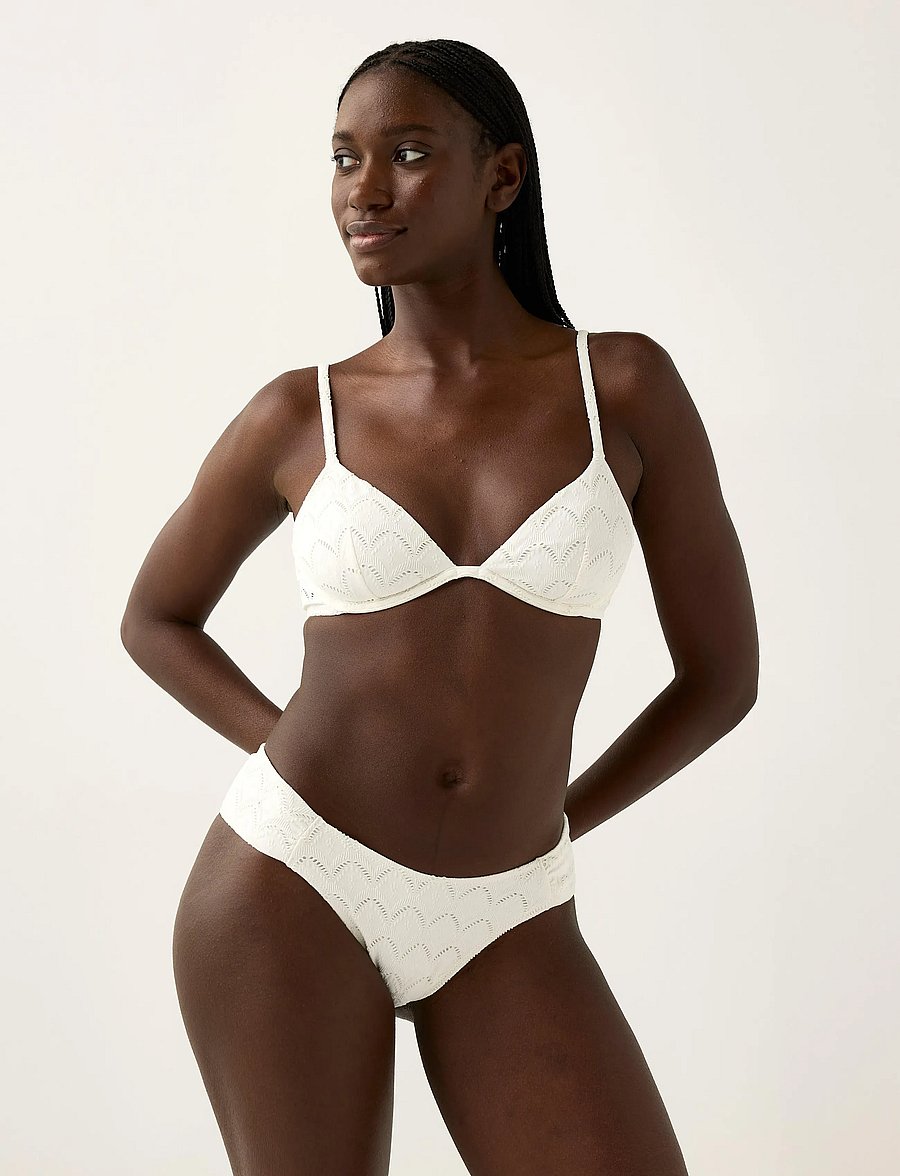 Lindex - Unpadded bikini bra with embroidery - tugikaartega bikiinirinnahoidjad - light white - 0