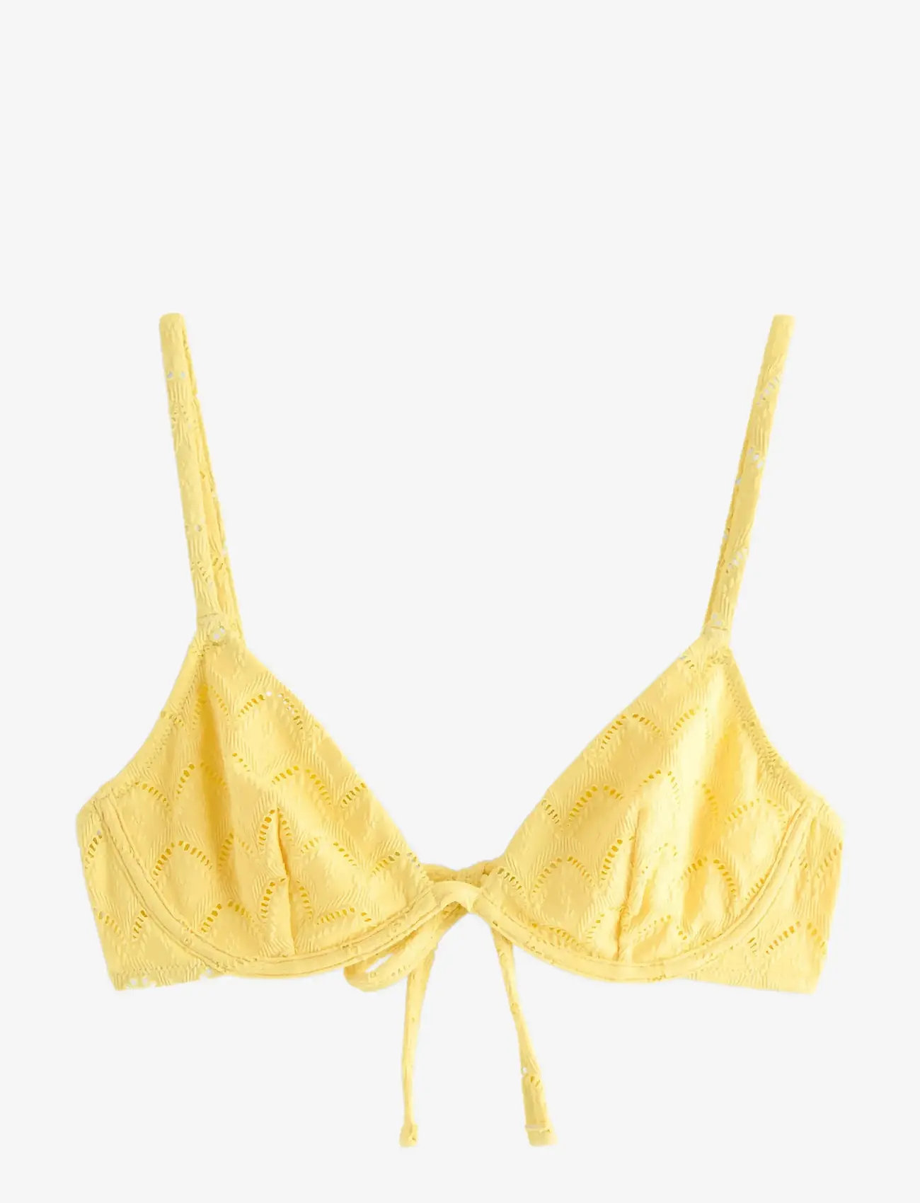 Lindex - Unpadded bikini bra with embroidery - bikinitoppe med bøjle - light yellow - 1