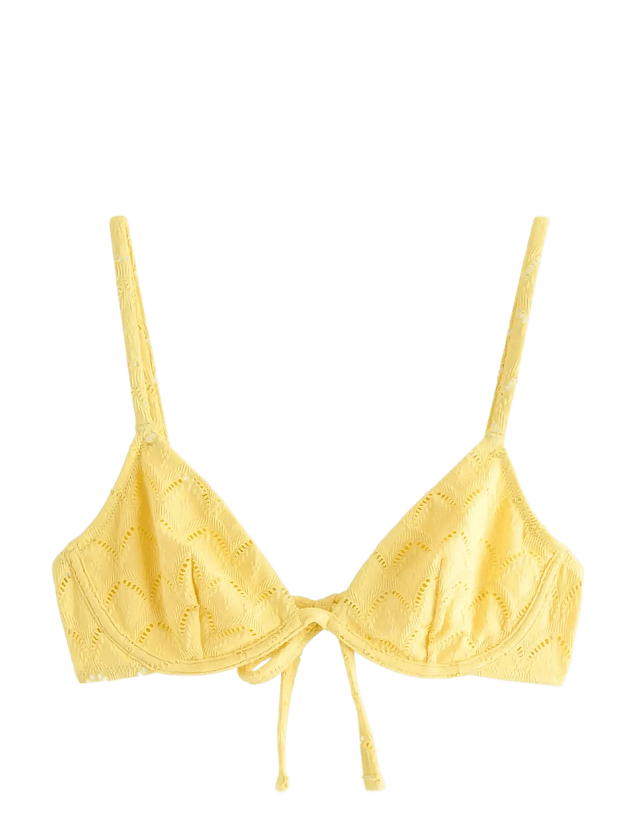 Lindex - Unpadded bikini bra with embroidery - bikini augšiņa ar vietaturu - light yellow - 1