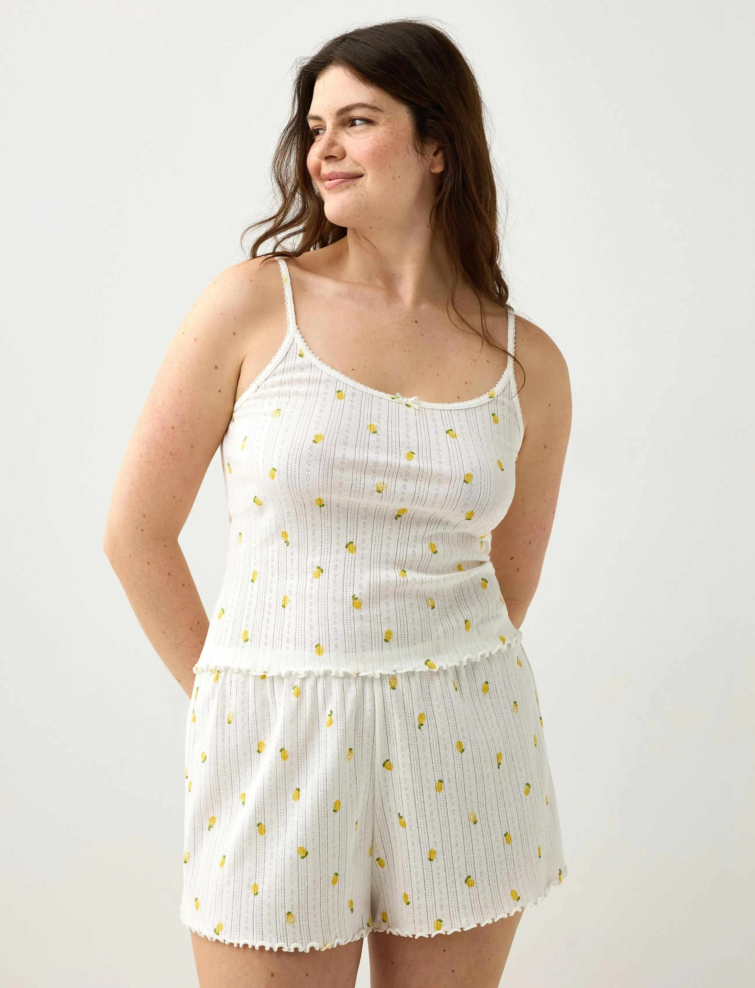 Lindex Pyjama top in pointelle - Kodu- ja ööriided - DARK YELLOW / white
