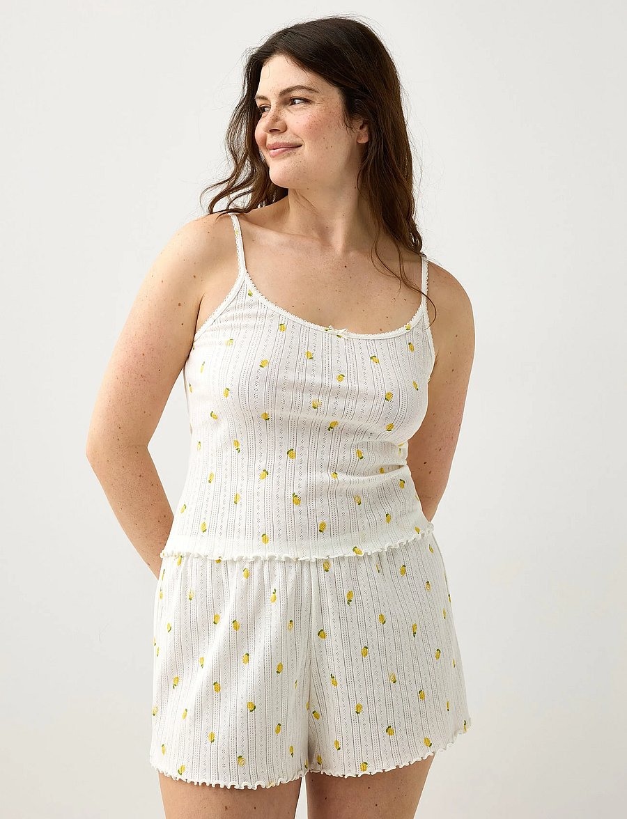 Lindex - Pyjama top in pointelle - topid - dark yellow - 0