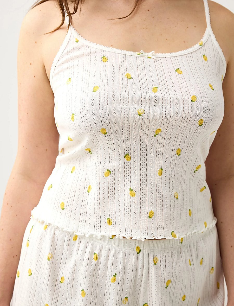 Lindex - Pyjama top in pointelle - topid - dark yellow - 4