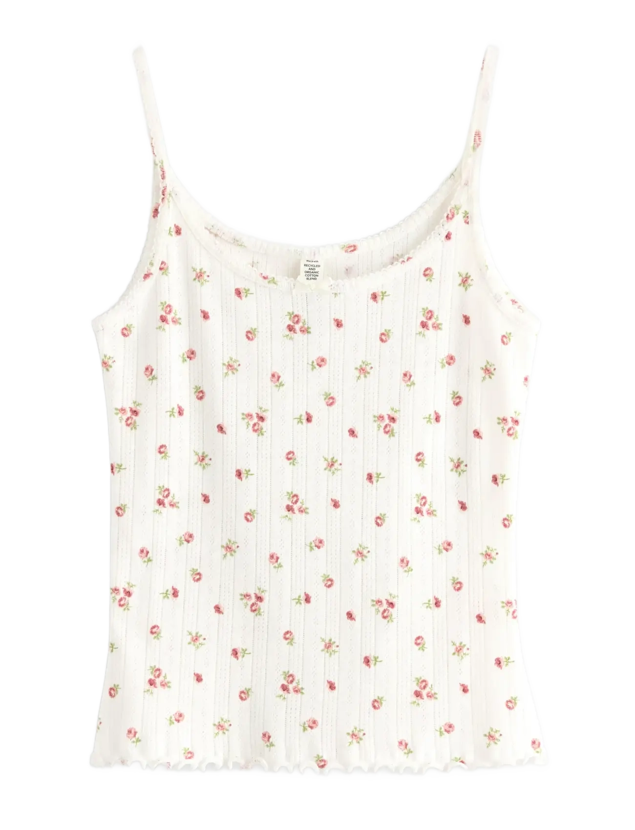 Lindex Tank pointelle with lettuce ed - Oberteile - DUSTY PINK / white