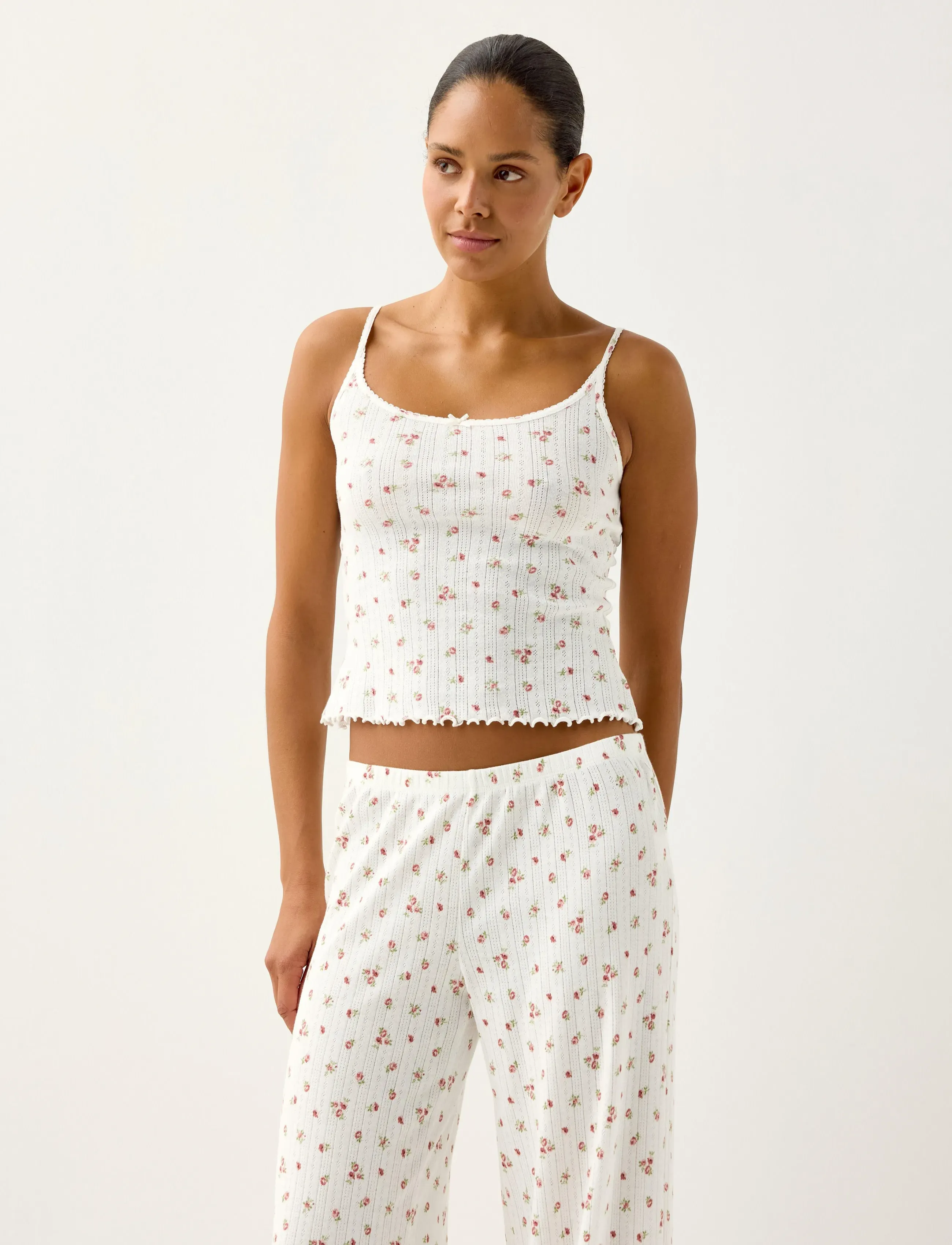 Lindex Pyjama top in pointelle - Lindex - DUSTY PINK / white