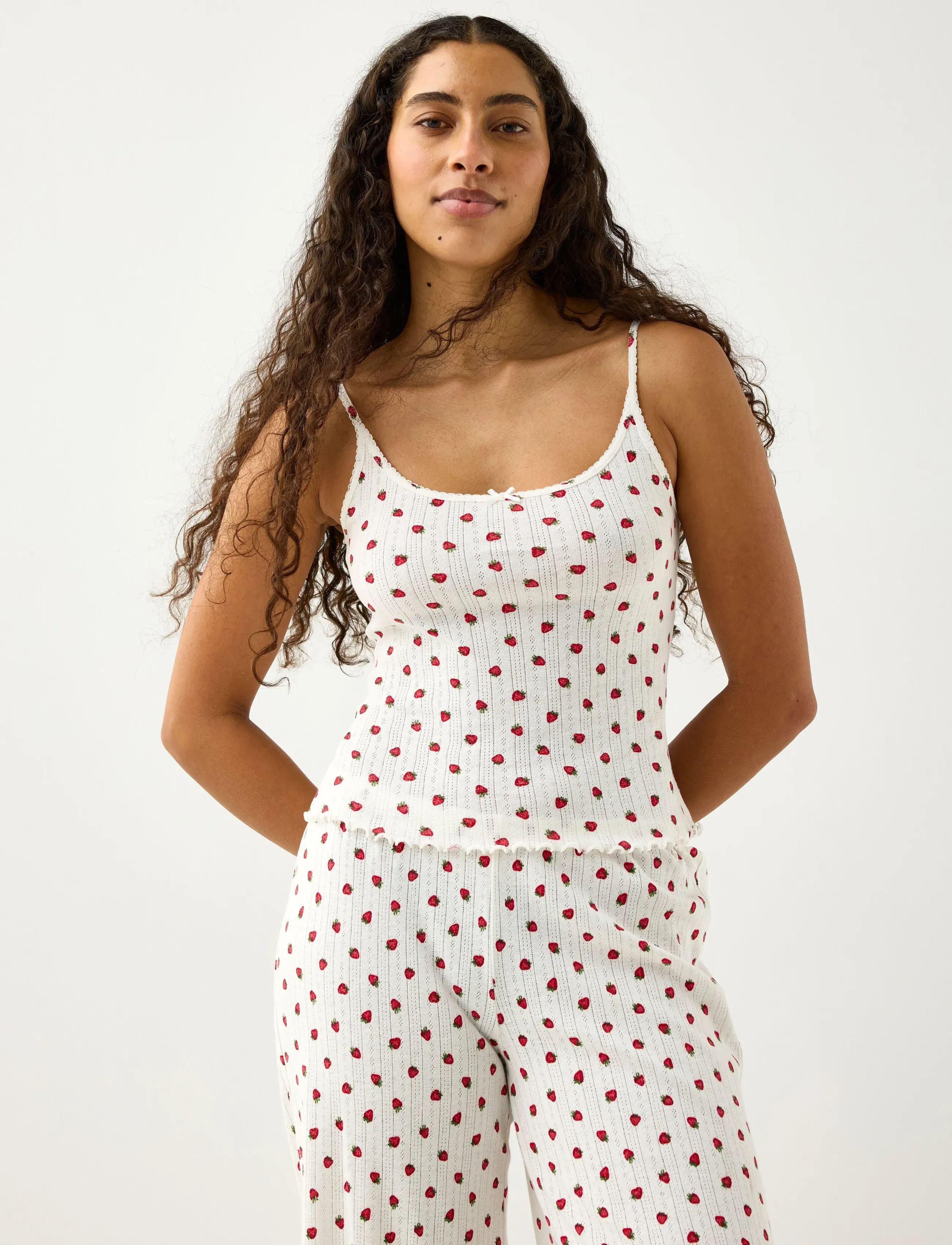Lindex Pyjama top in pointelle - Kodu- ja ööriided - RED / white
