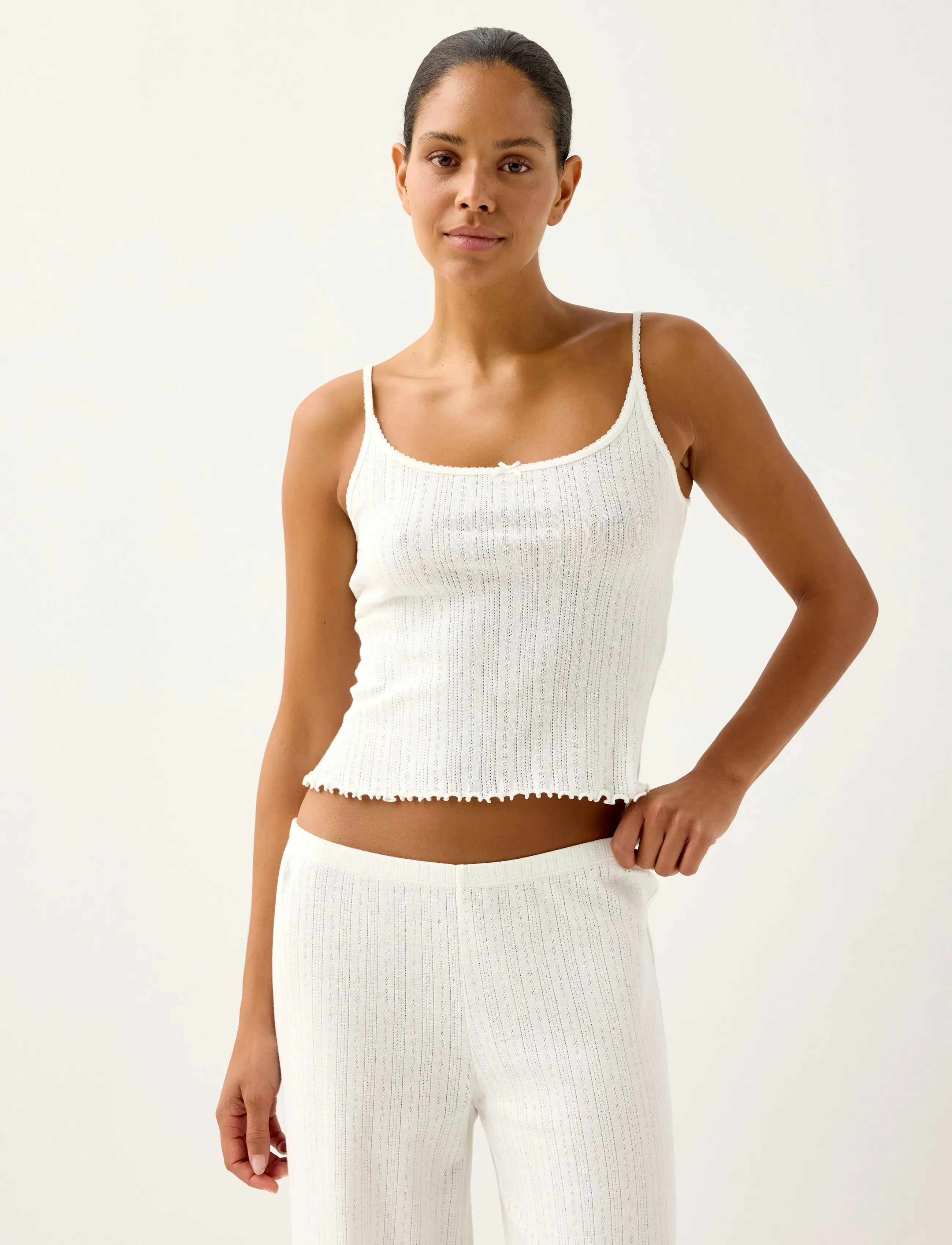 Lindex Pyjama top in pointelle - Lindex - WHITE / cream