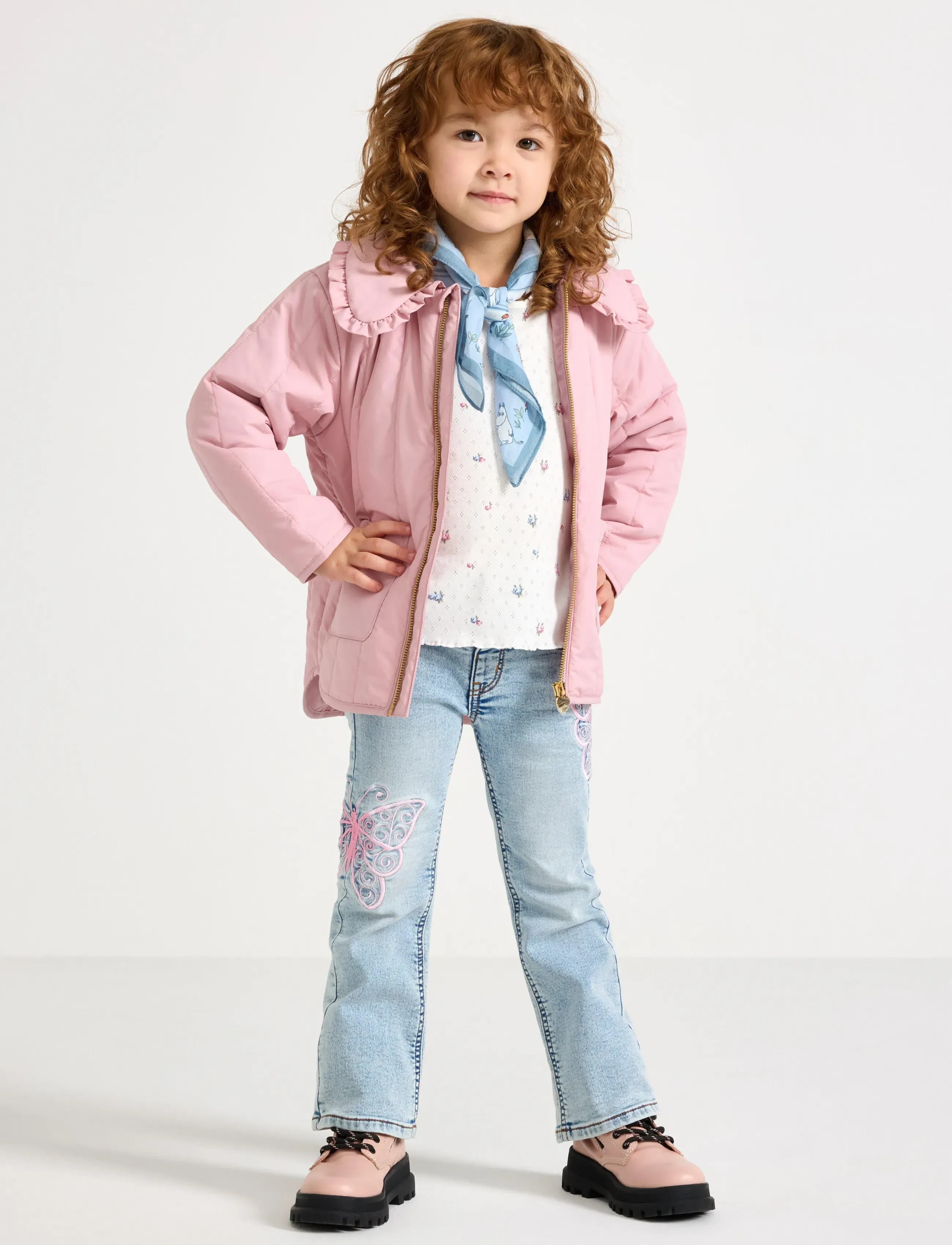 Lindex Jacket Padded W Collar, 140, Jackets & Coats, Rosa - Quilted Jackets, Kinder