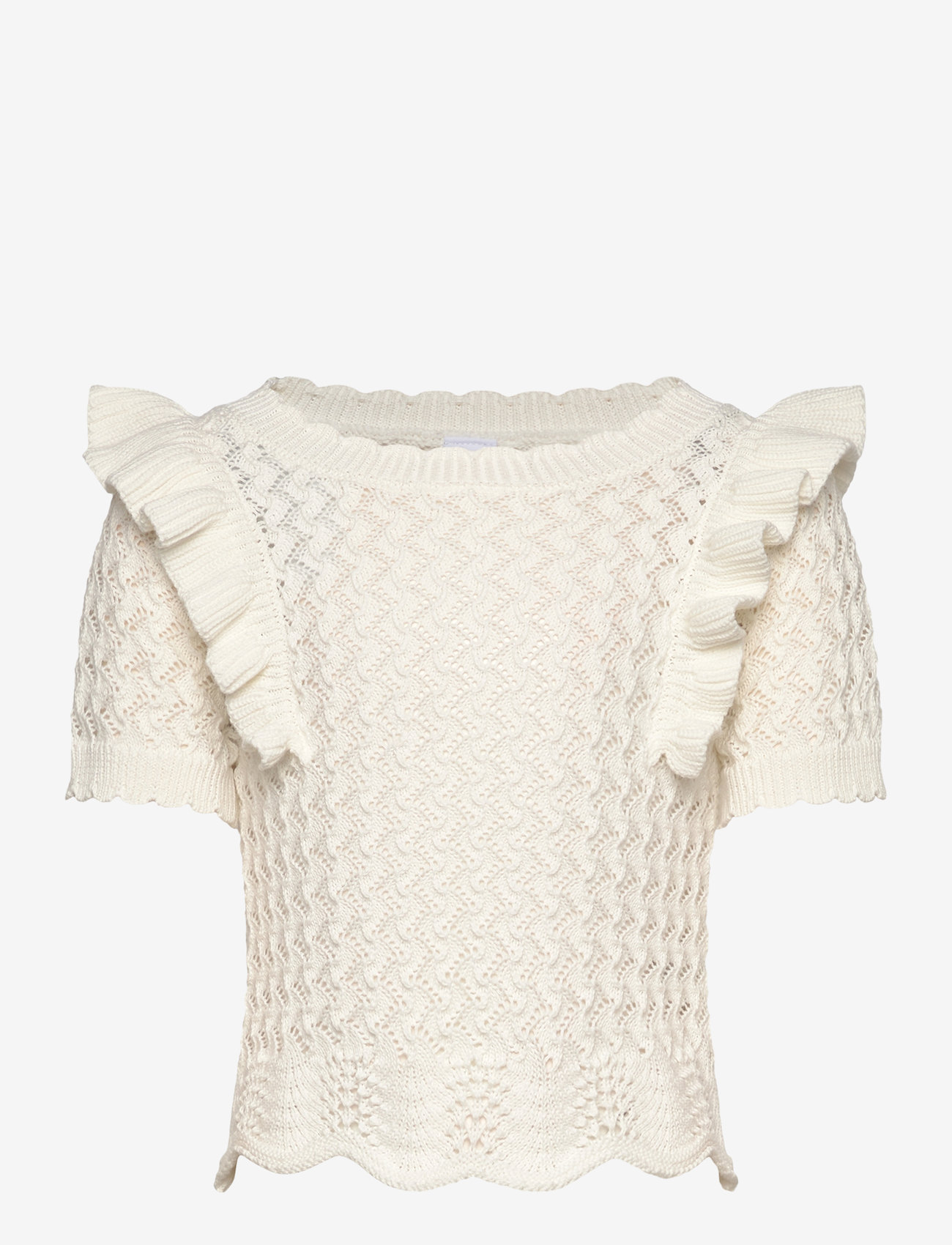 Lindex - Top knitted with Flounce - efterårstøj - off white - 0