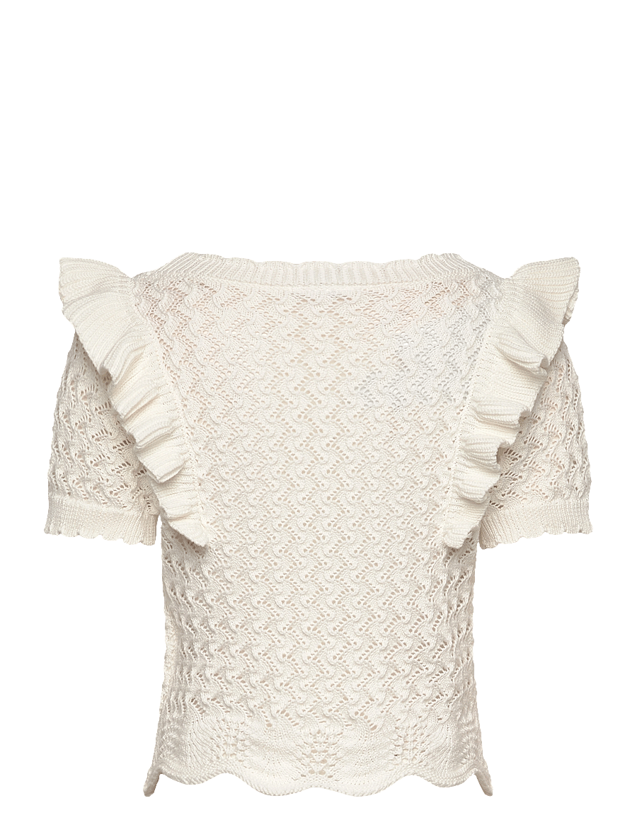 Lindex - Top knitted with Flounce - trøjer - off white - 2