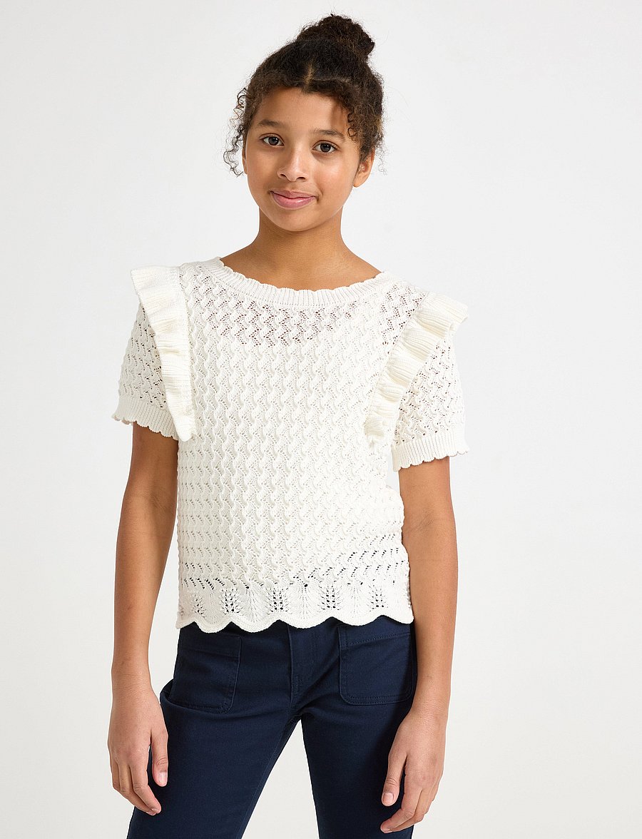 Lindex - Top knitted with Flounce - trøjer - off white - 0