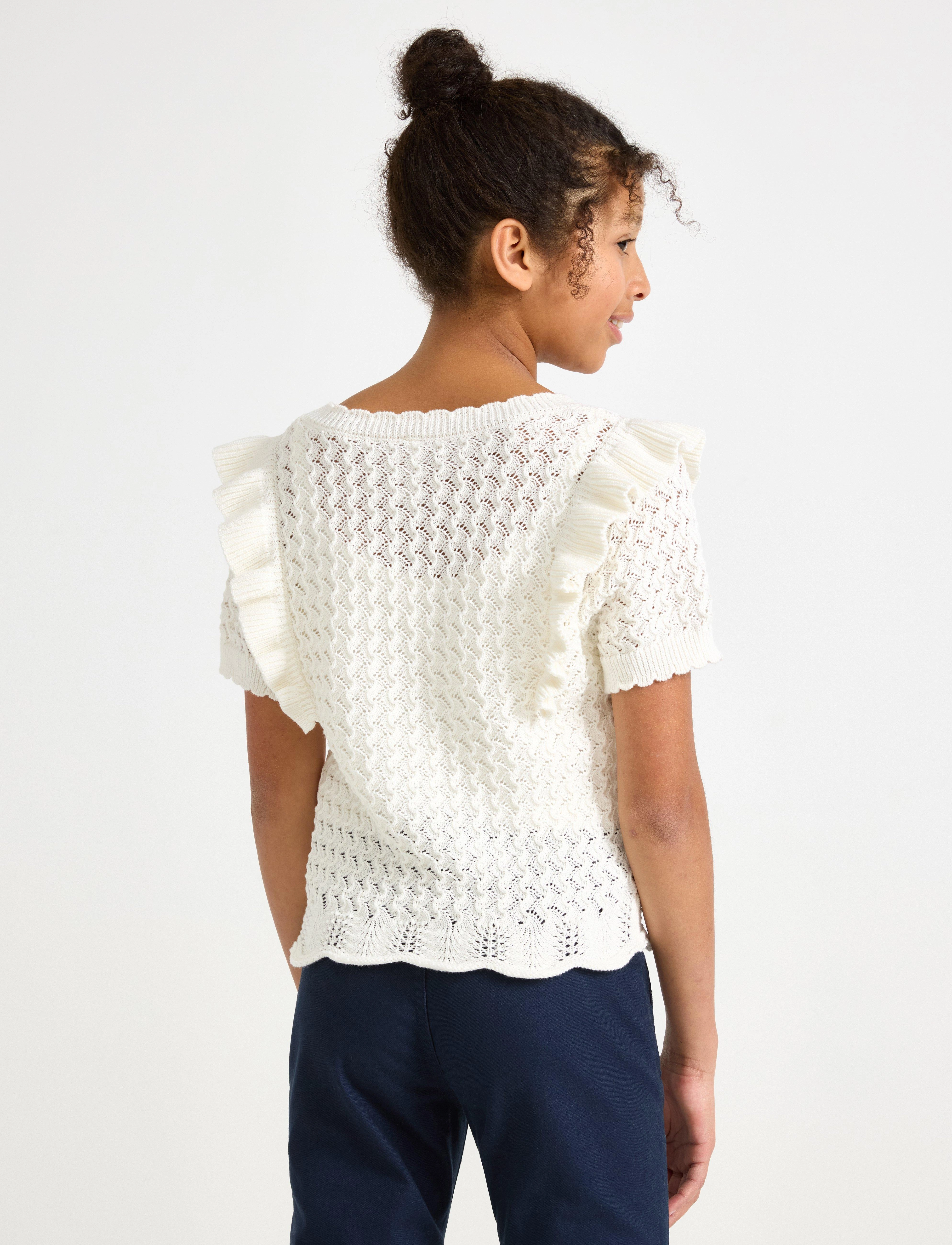 Lindex - Top knitted with Flounce - jumpers - off white - 3
