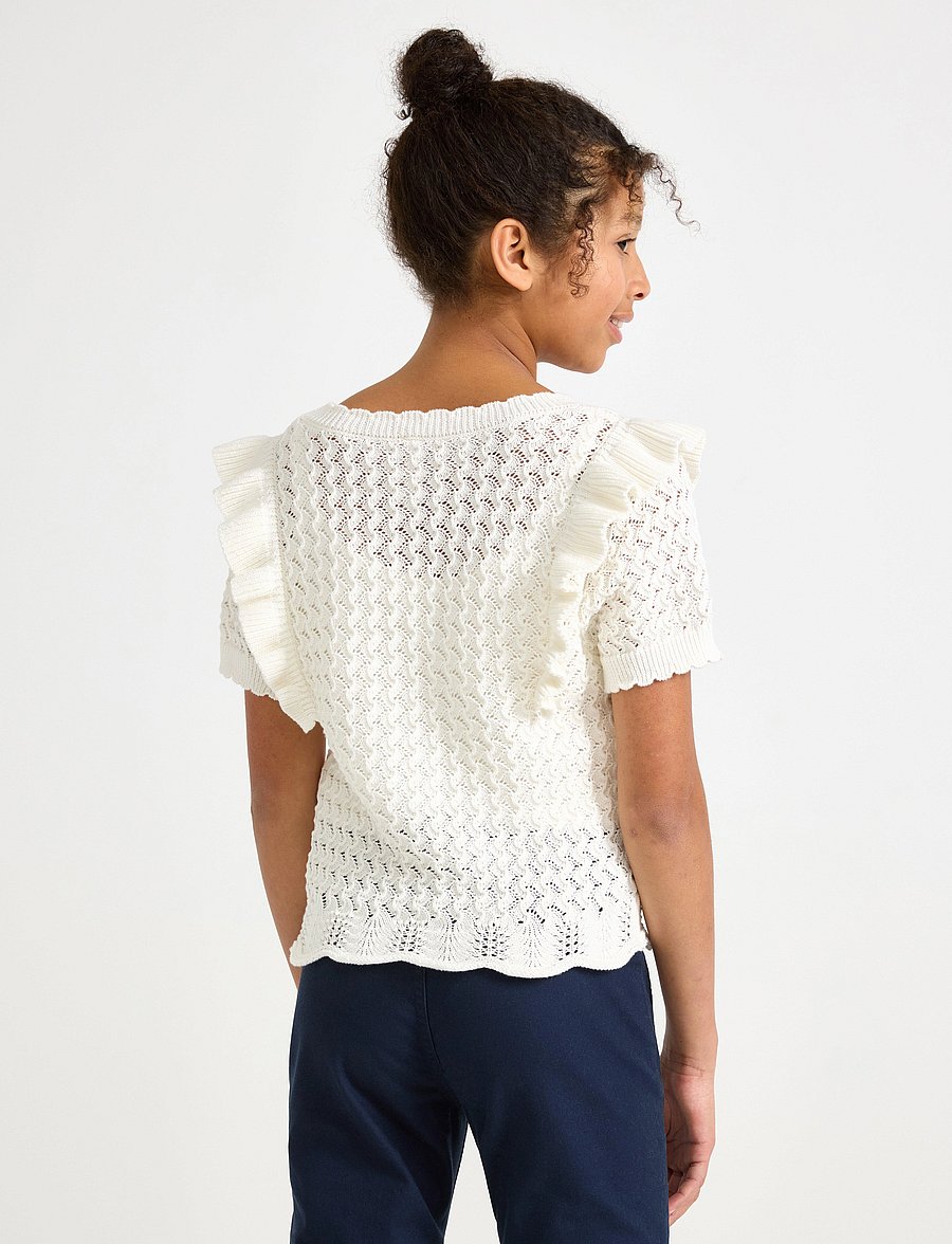 Lindex - Top knitted with Flounce - trøjer - off white - 3