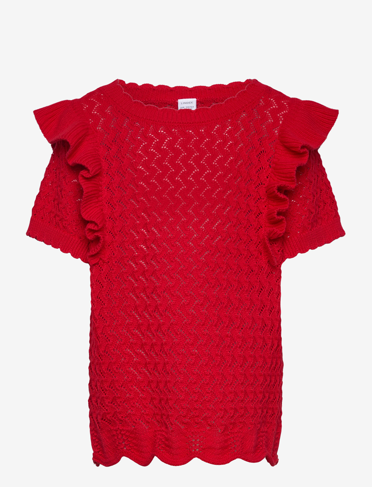 Lindex - Top knitted with Flounce - efterårstøj - strong red - 0