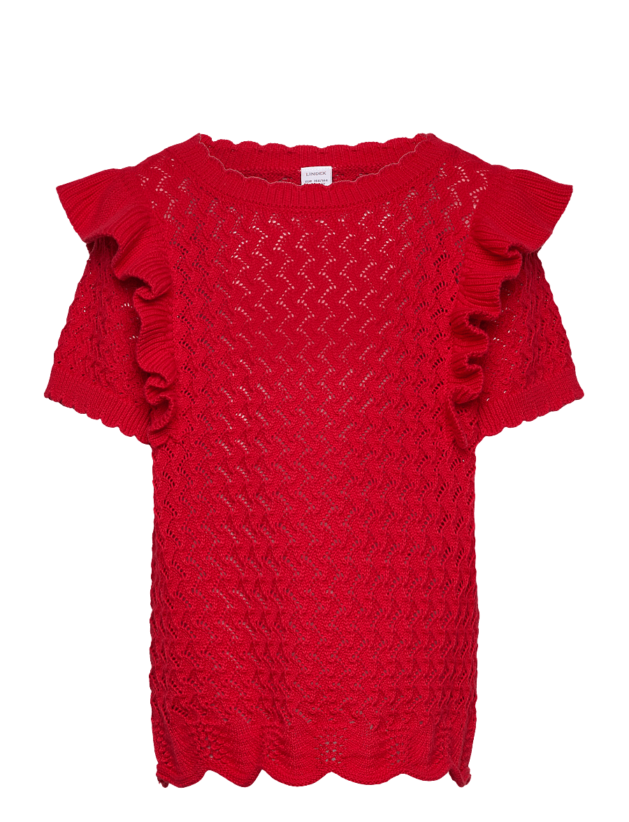 Lindex - Top knitted with Flounce - trøjer - strong red - 1