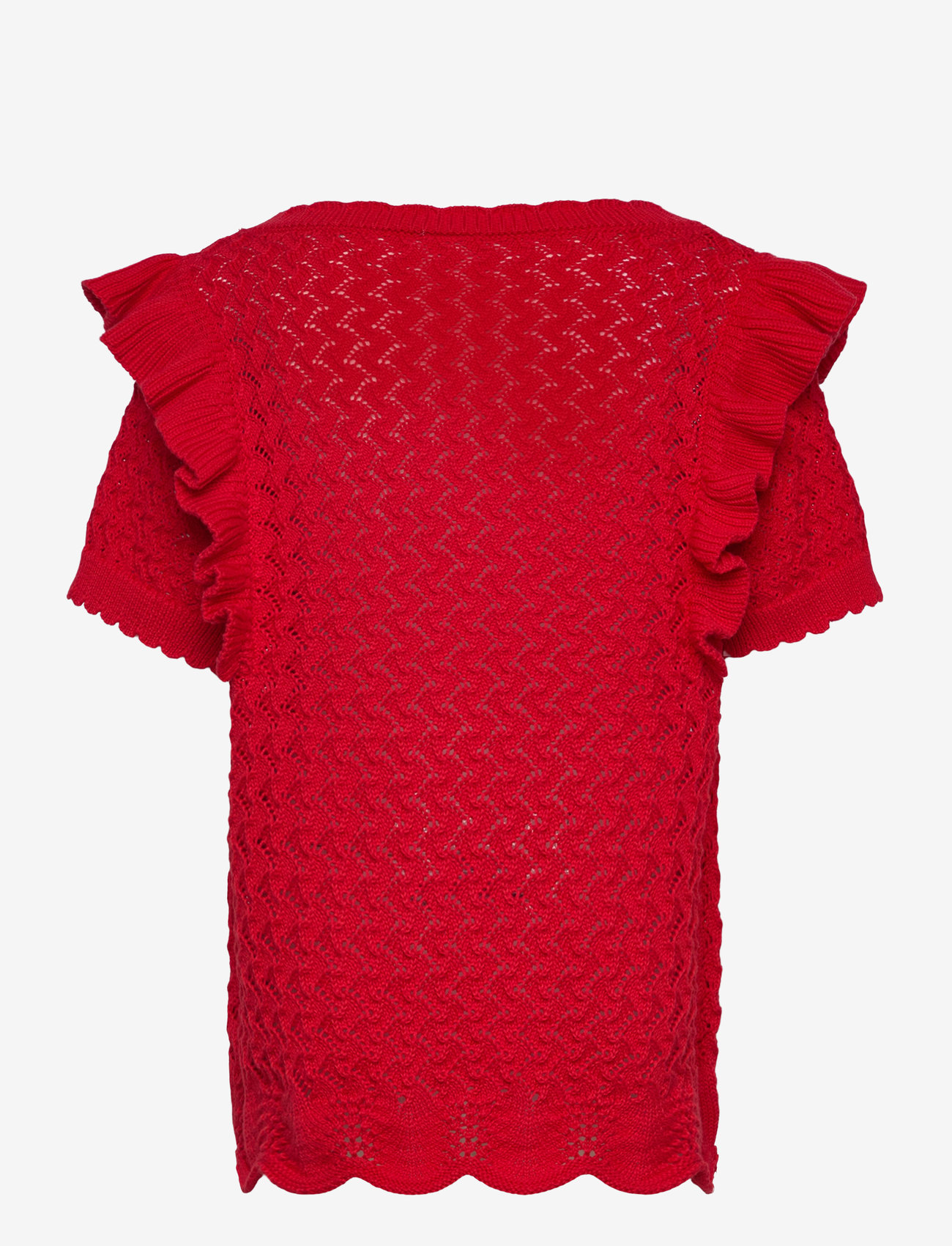 Lindex - Top knitted with Flounce - efterårstøj - strong red - 1
