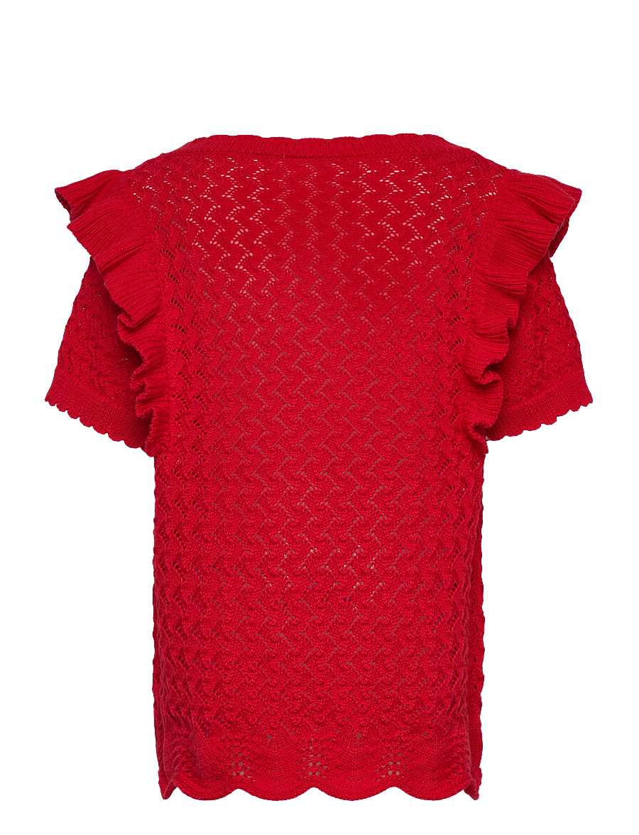 Lindex - Top knitted with Flounce - trøjer - strong red - 2