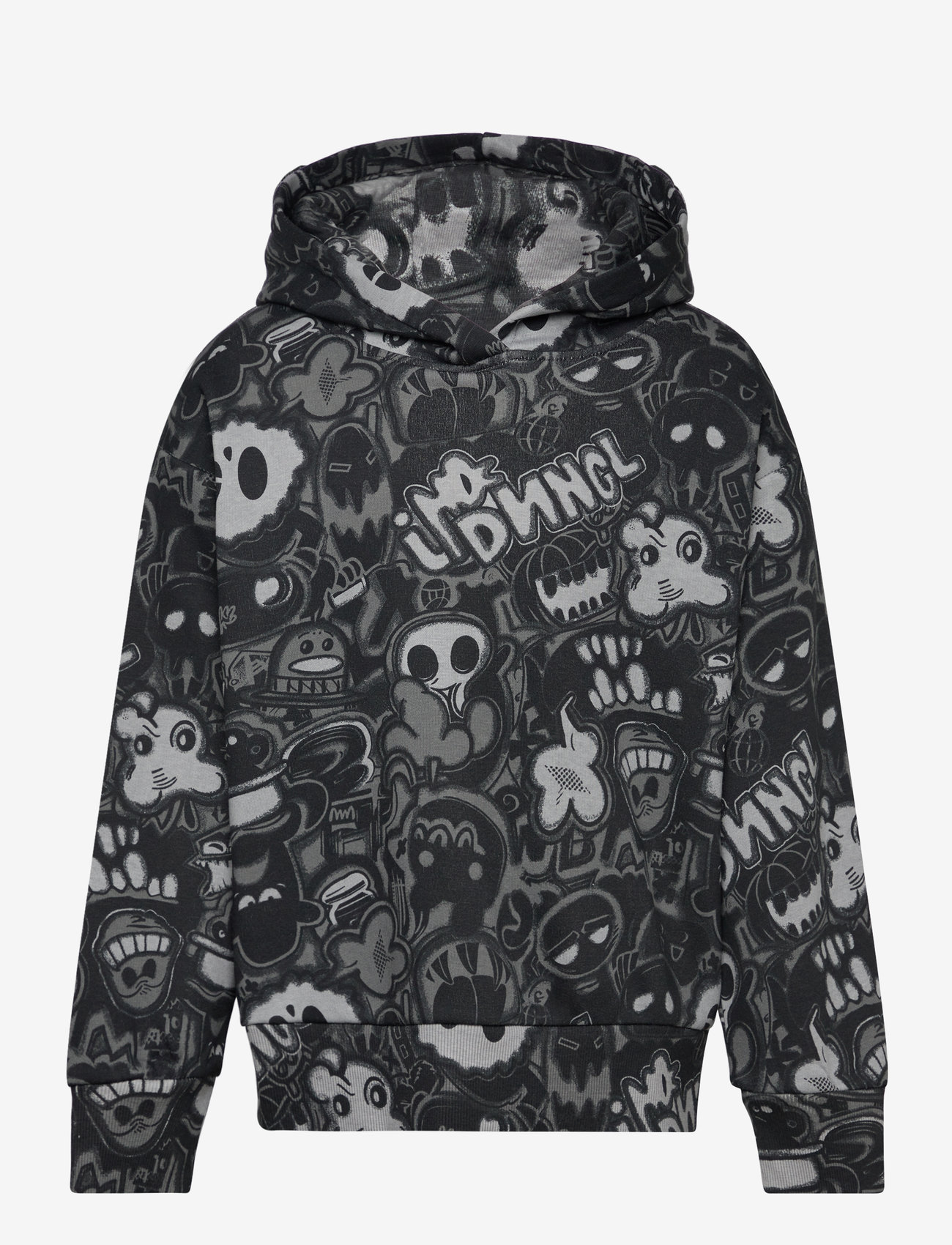 Lindex - Sweatshirt hood aop graffiti - black - 1