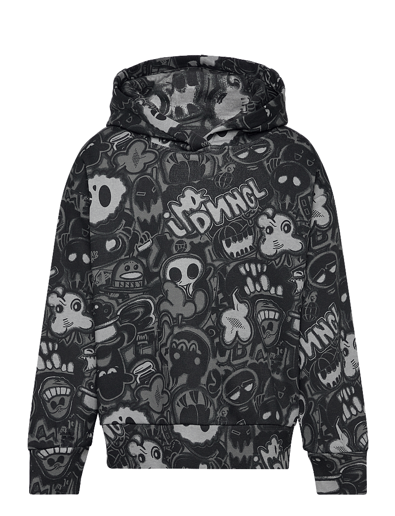 Lindex - Sweatshirt hood aop graffiti - hættetrøjer - black - 1