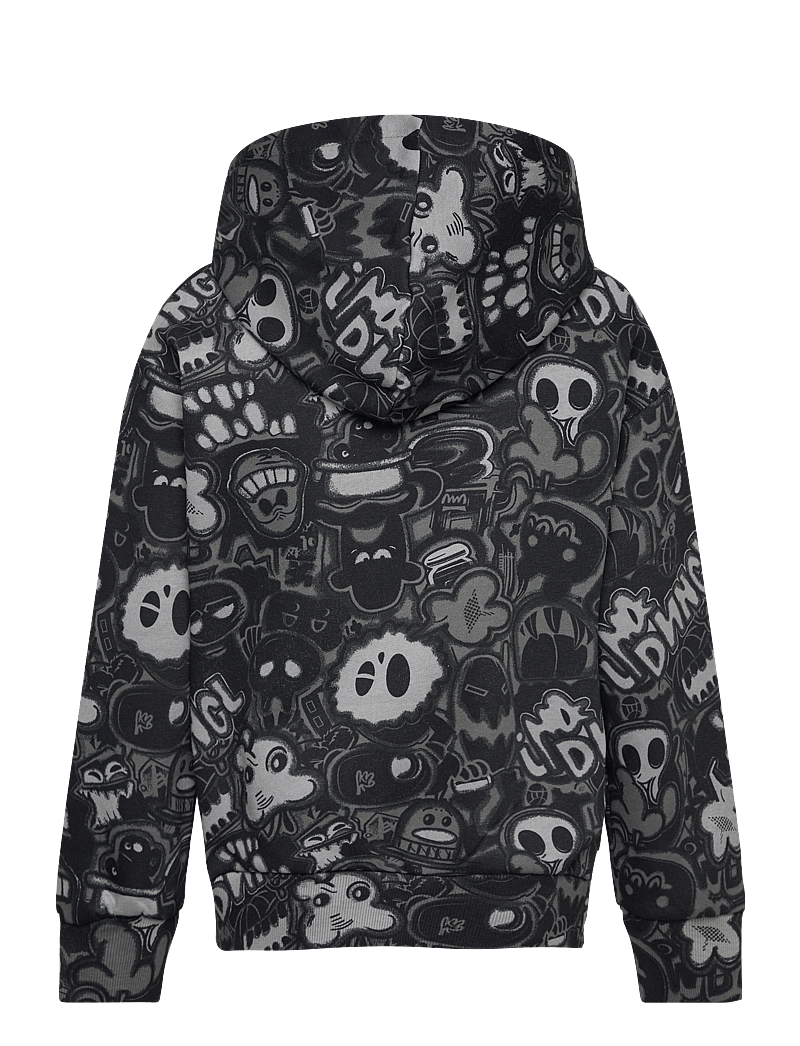 Lindex - Sweatshirt hood aop graffiti - hættetrøjer - black - 2