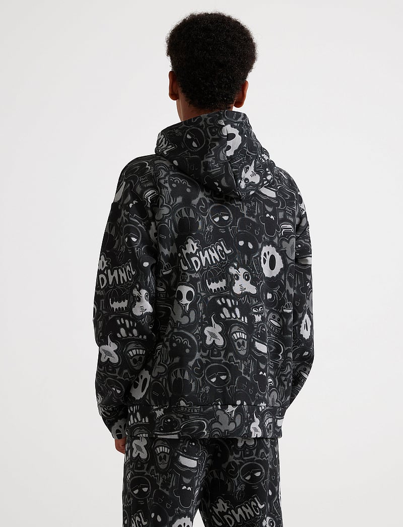 Lindex - Sweatshirt hood aop graffiti - hættetrøjer - black - 3