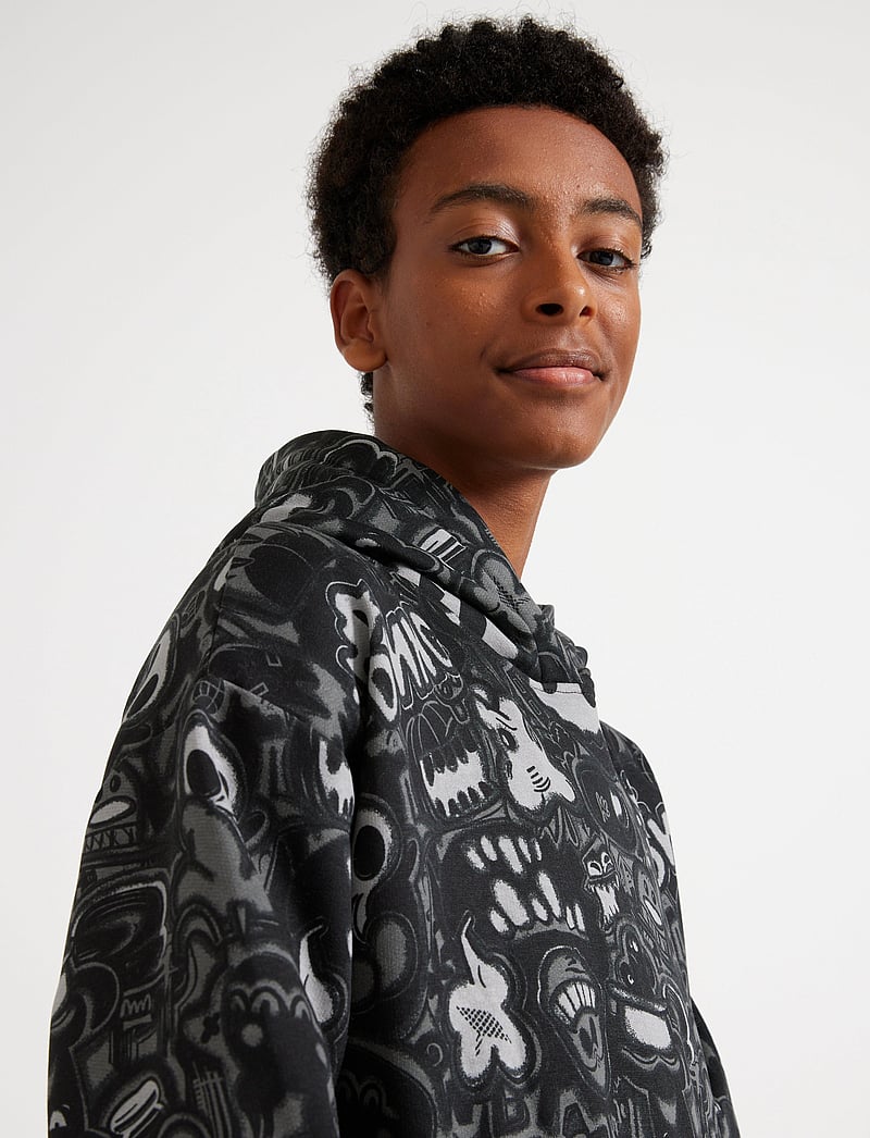 Lindex - Sweatshirt hood aop graffiti - hættetrøjer - black - 4