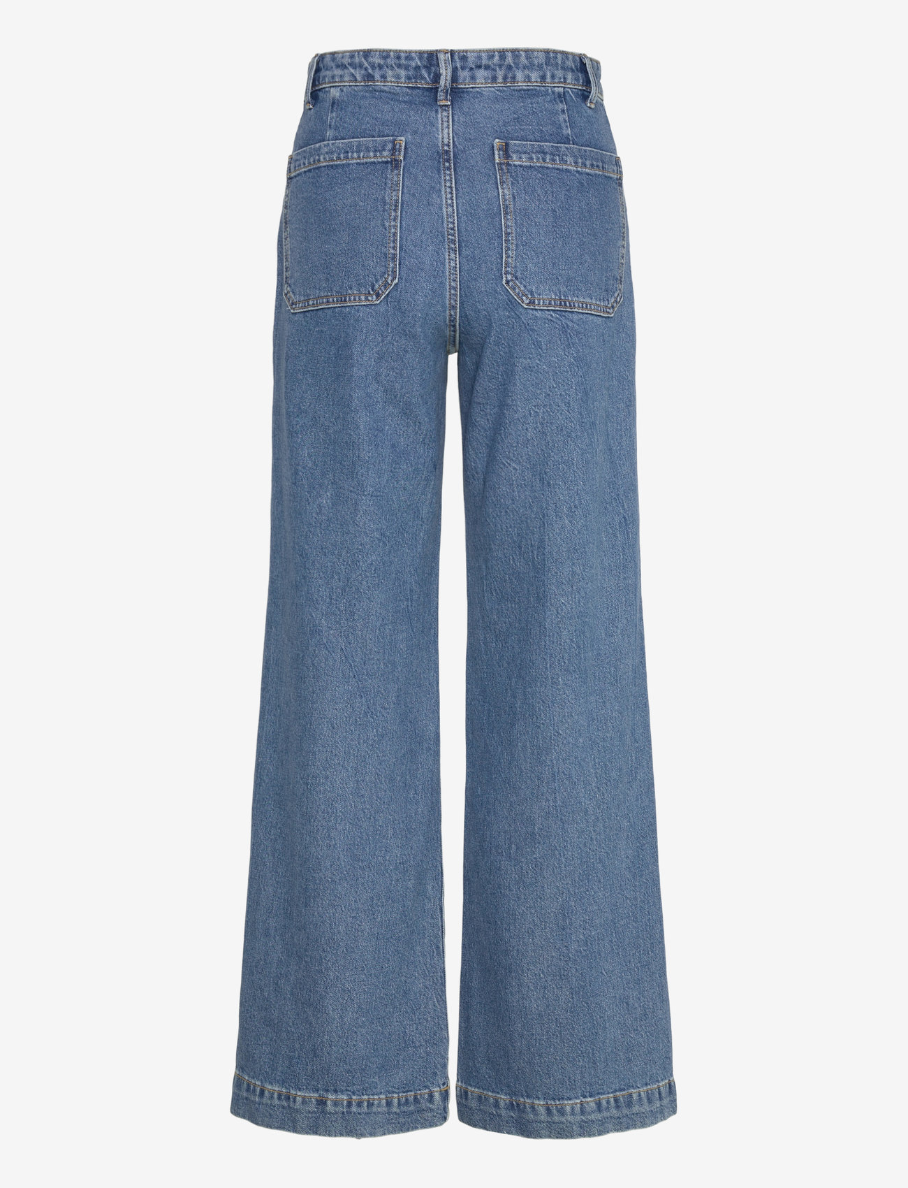 Lindex - Trousers denim wide patch mid - denim blue - 2