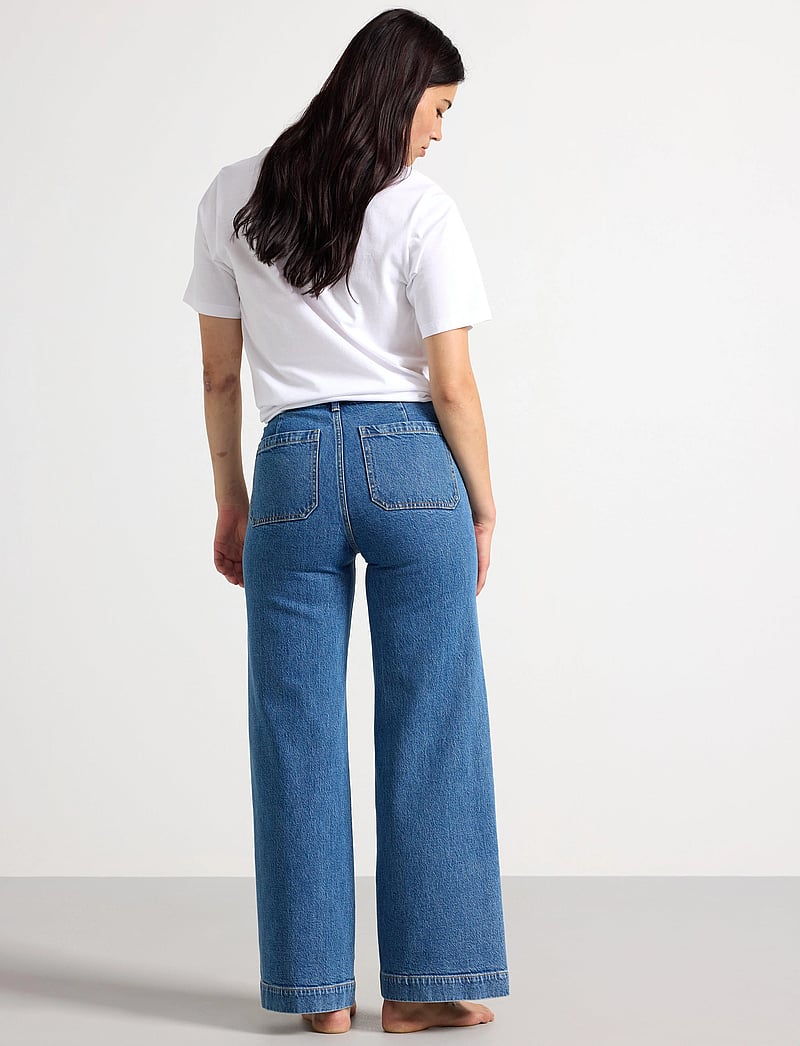 Lindex - Trousers denim wide patch mid - denim blue - 3