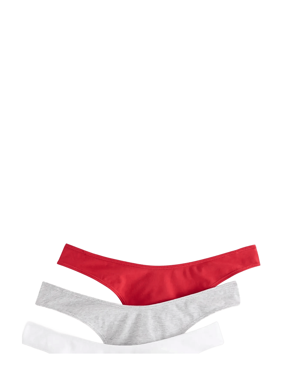 Lindex - Brief Nellie thong cotton 3 p - thongs - red - 0