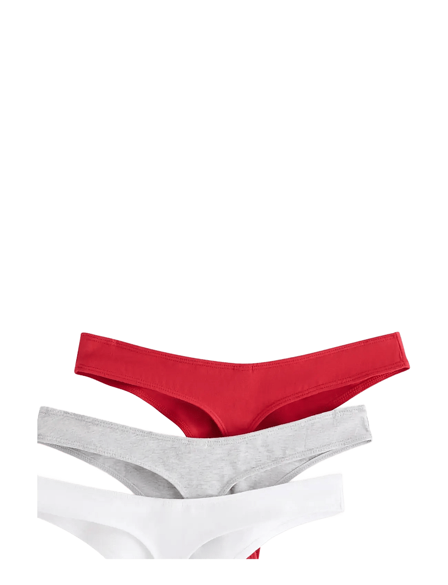 Lindex - Brief Nellie thong cotton 3 p - thongs - red - 1