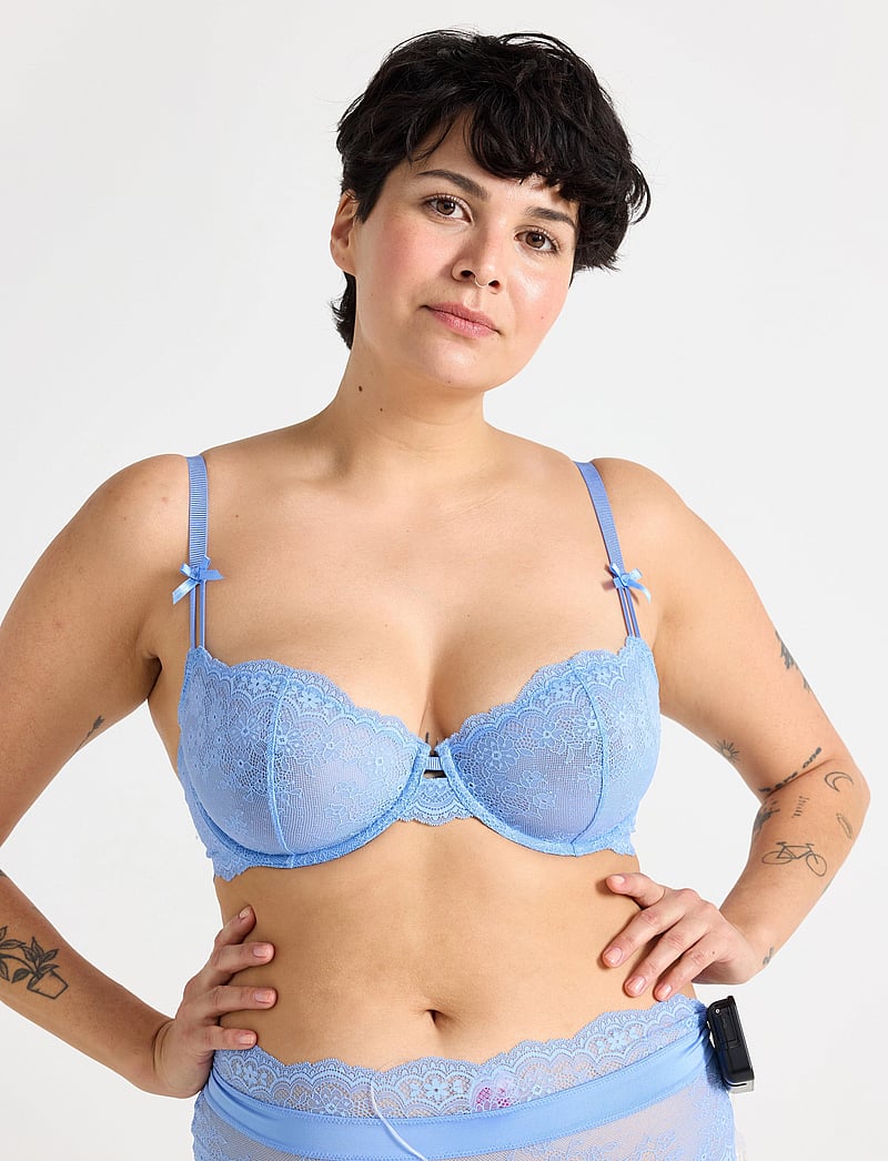 Lindex - Bra wire Valerie lace with b - wired bras - blue - 0