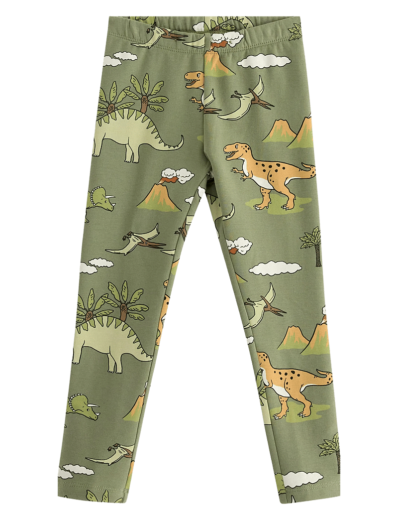 Lindex - Leggings DINO AOP - leggings - light dusty green - 0