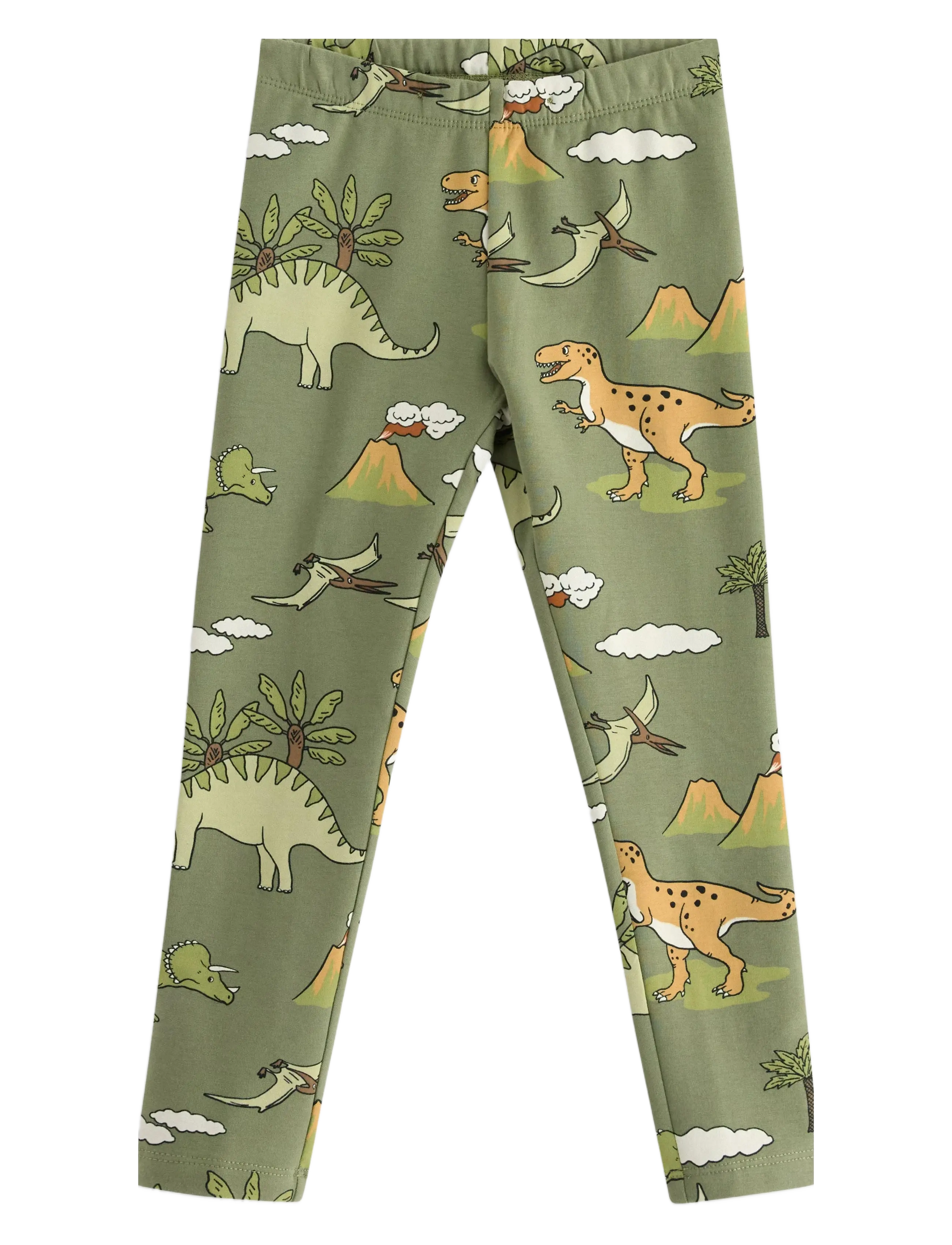 Lindex Leggings DINO AOP - Tøj - LIGHT DUSTY GREEN / green