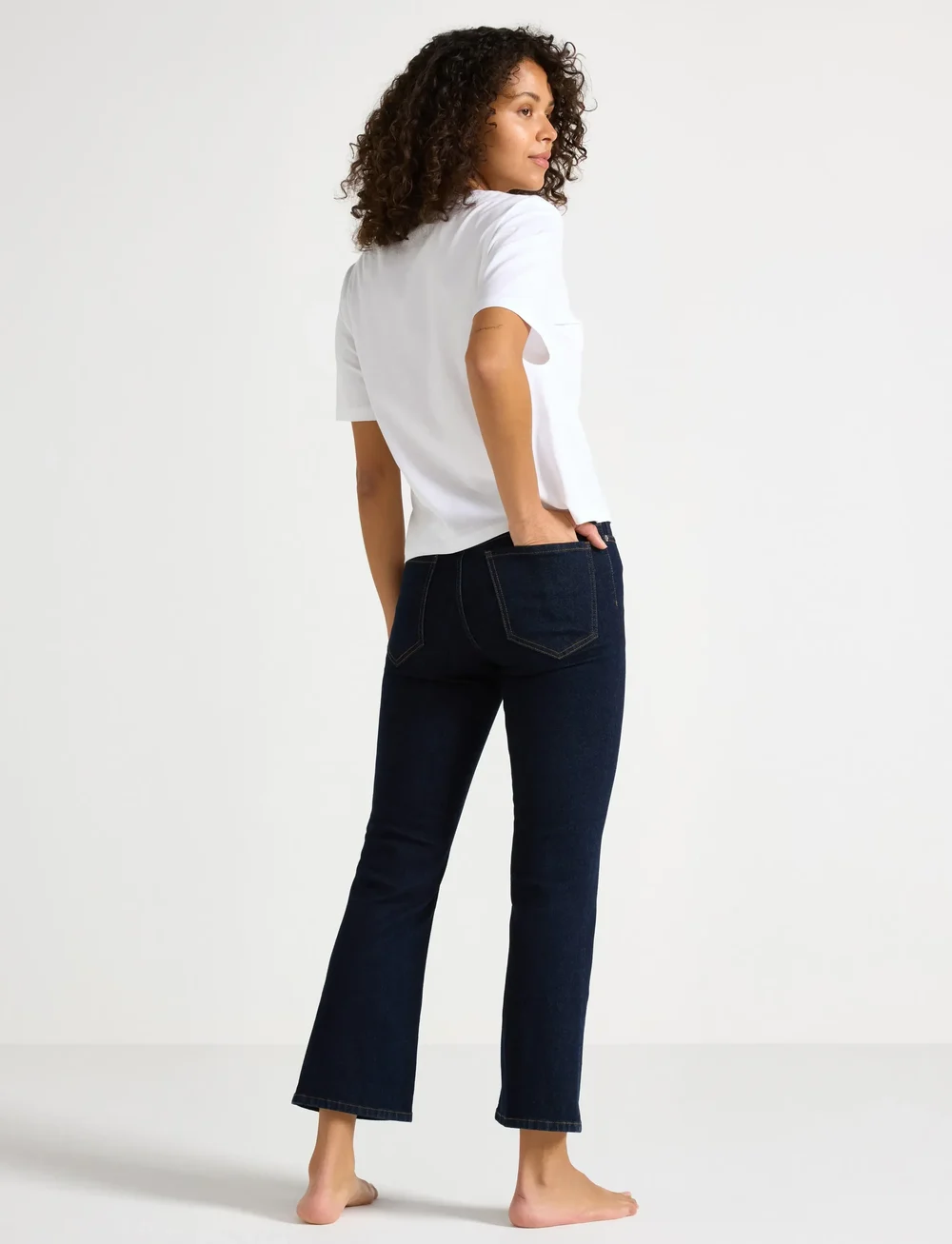 Lindex - Trousers Karen cropped rinse b - straight jeans - dark denim - 3