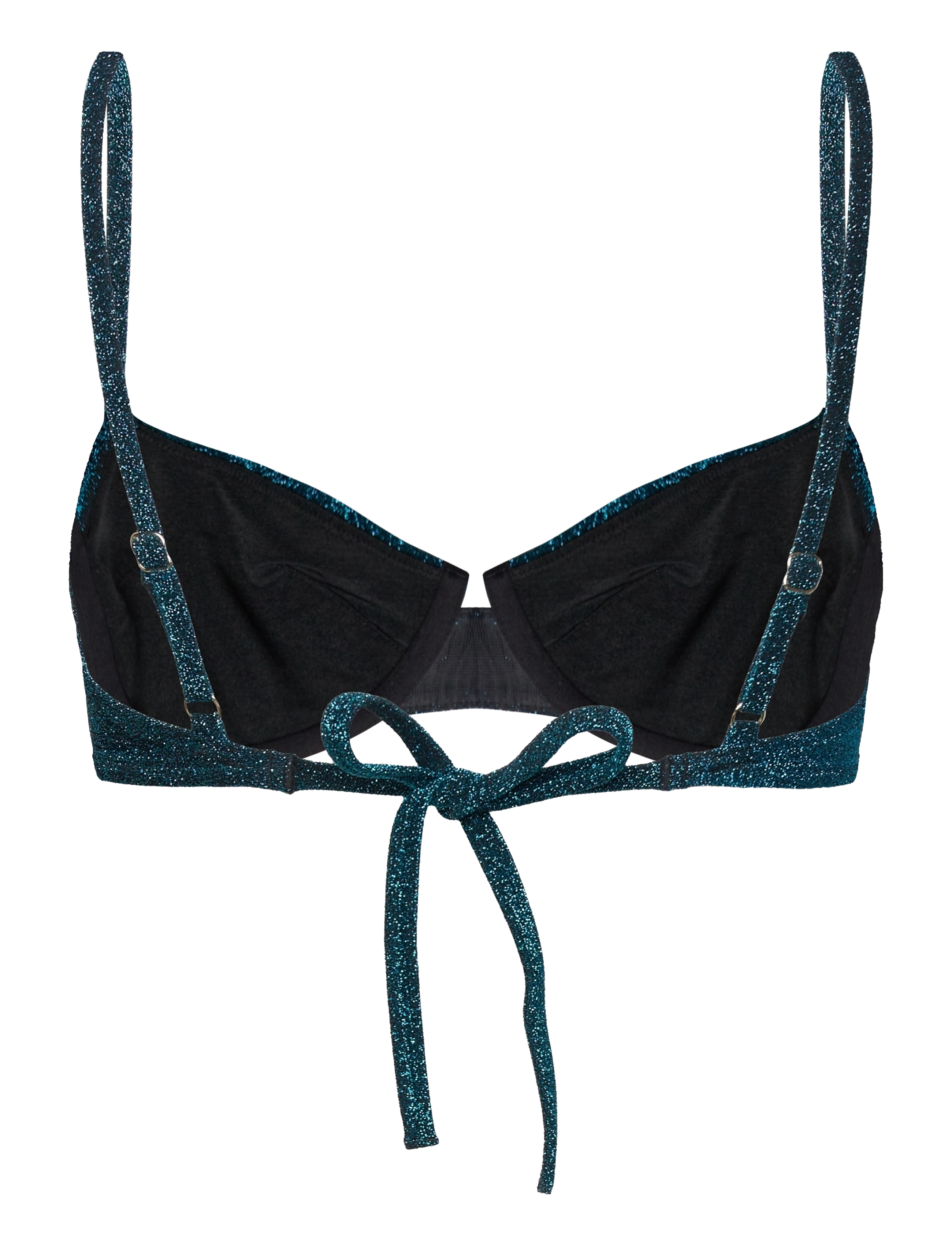 Lindex - Bra Senna Lurex - bikinio liemenėlės su kaspinėliais - dark aqua - 2