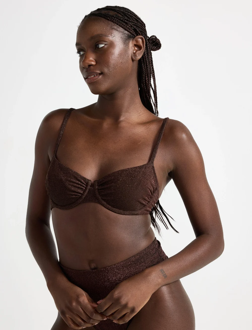 Lindex - Bra Senna Lurex - bandeau-bikini-oberteile - dark brown - 0
