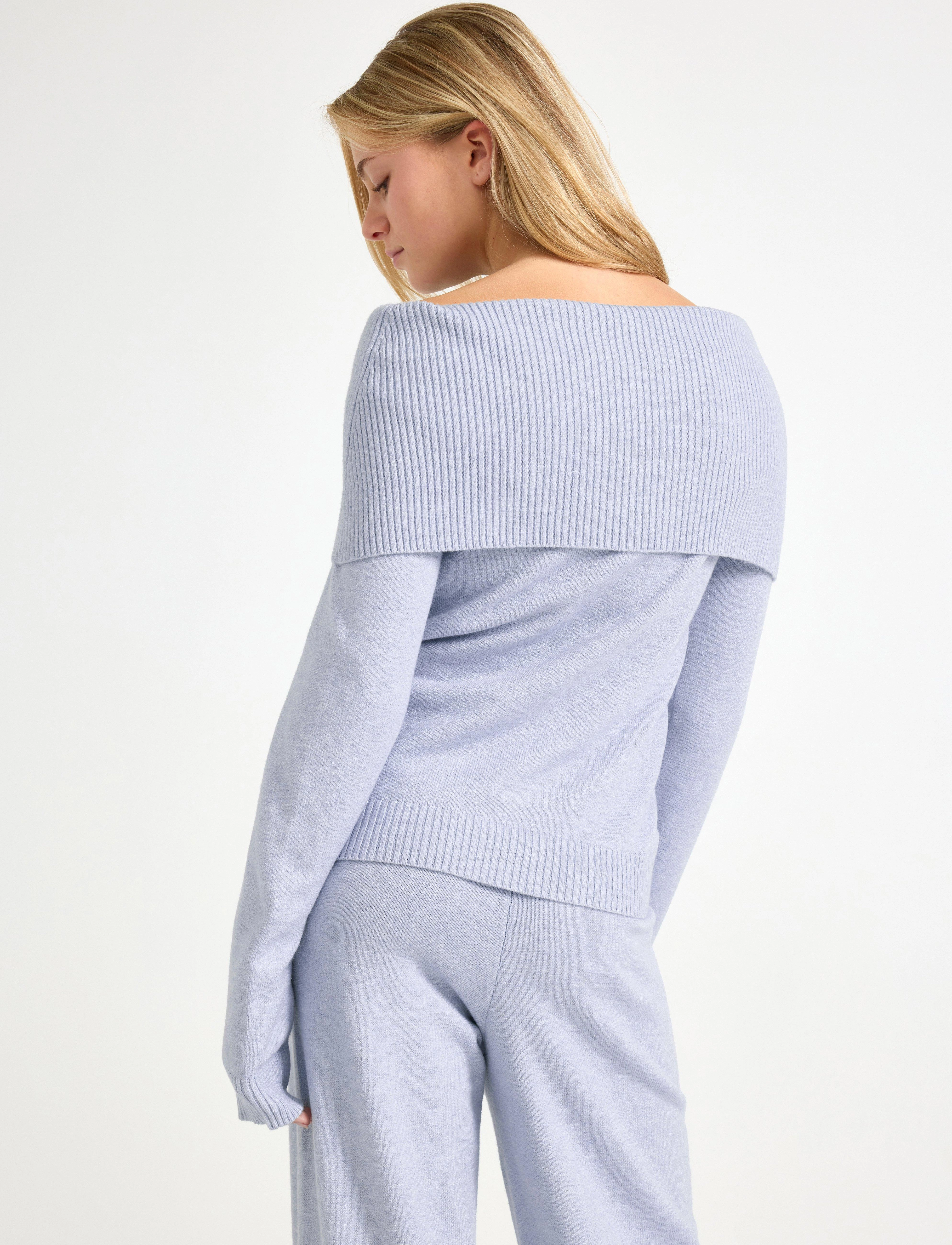Lindex - Sweater knitted fold down - džemperiai - blue melange - 3