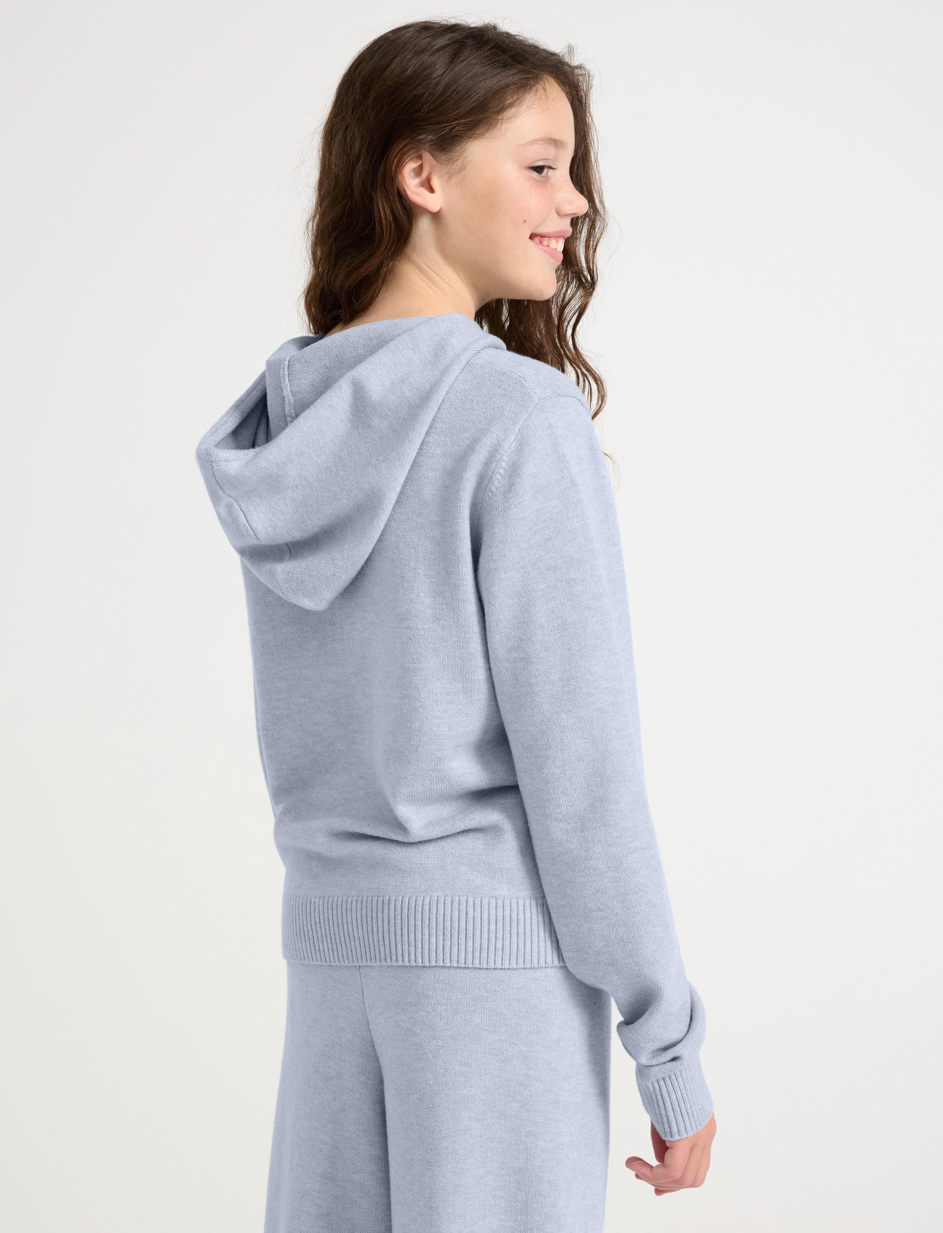 Lindex - Knitted Hoodie - hoodies - blue melange - 3