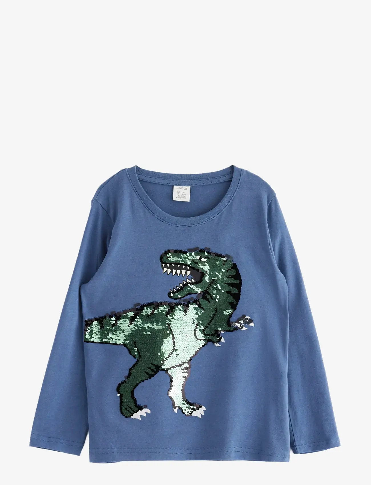 Lindex - Top med dinosaur - dusty blue - 1