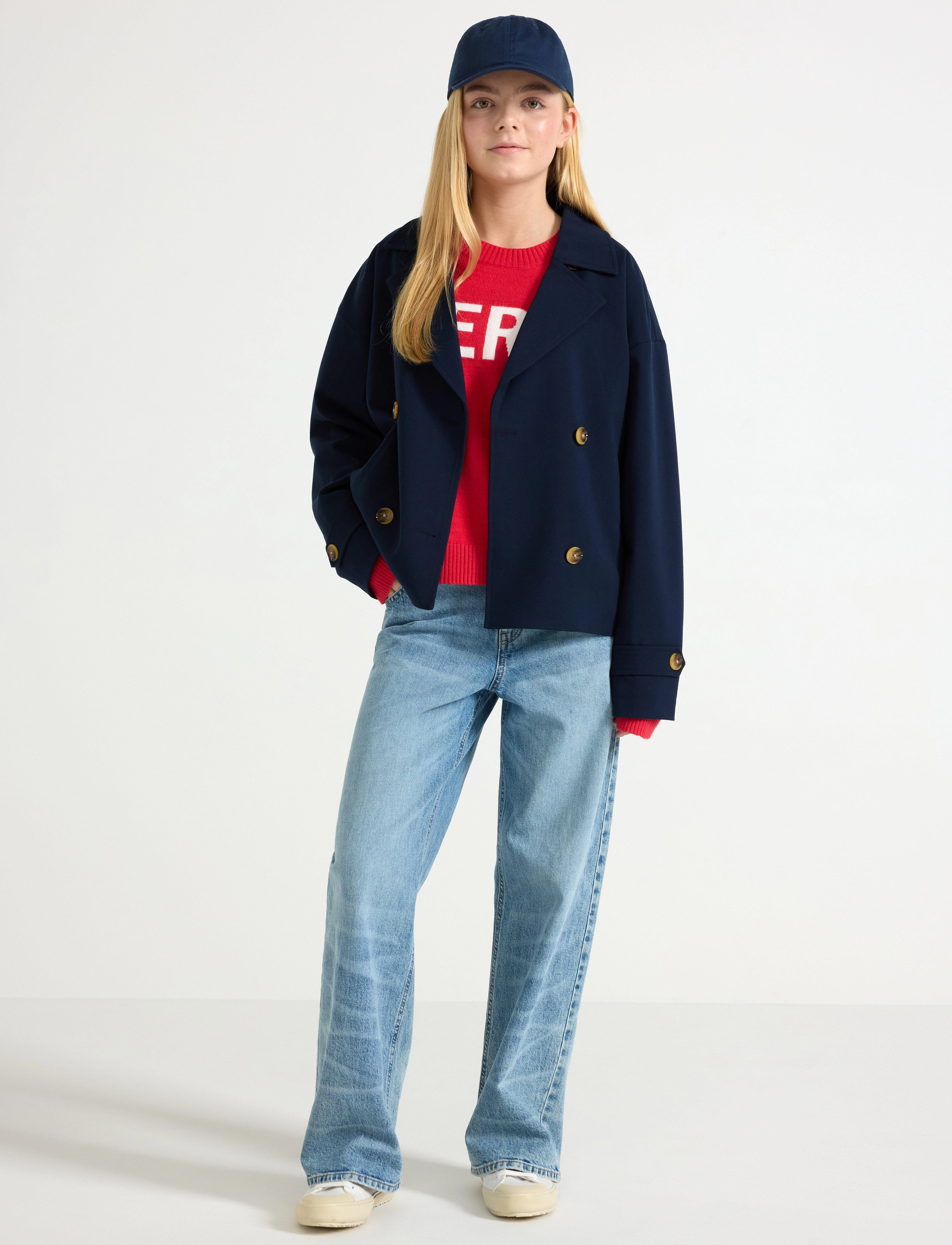 Lindex Jacket Trench Cropped, 128, Jackets & Coats, Marineblau - Light Jackets, Kinder